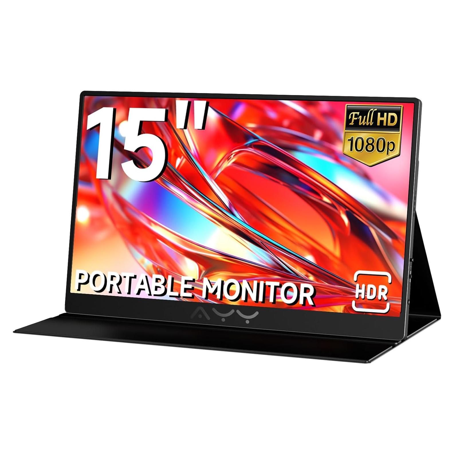Monitor Portátil AYY 15" FHD 1080P USB-C HDMI con Altavoces