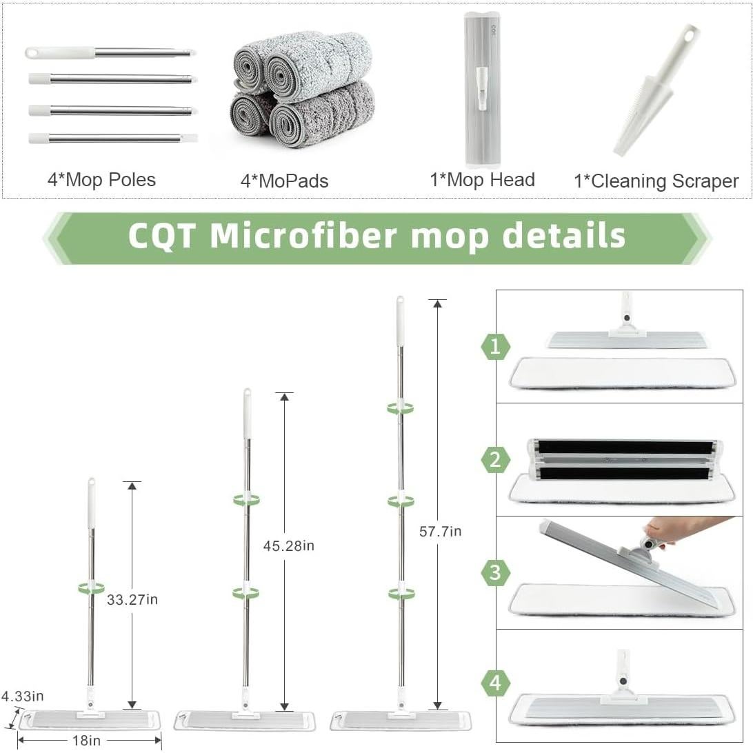 Mopa de Microfibra CQT 18" con Mango de Acero Inoxidable