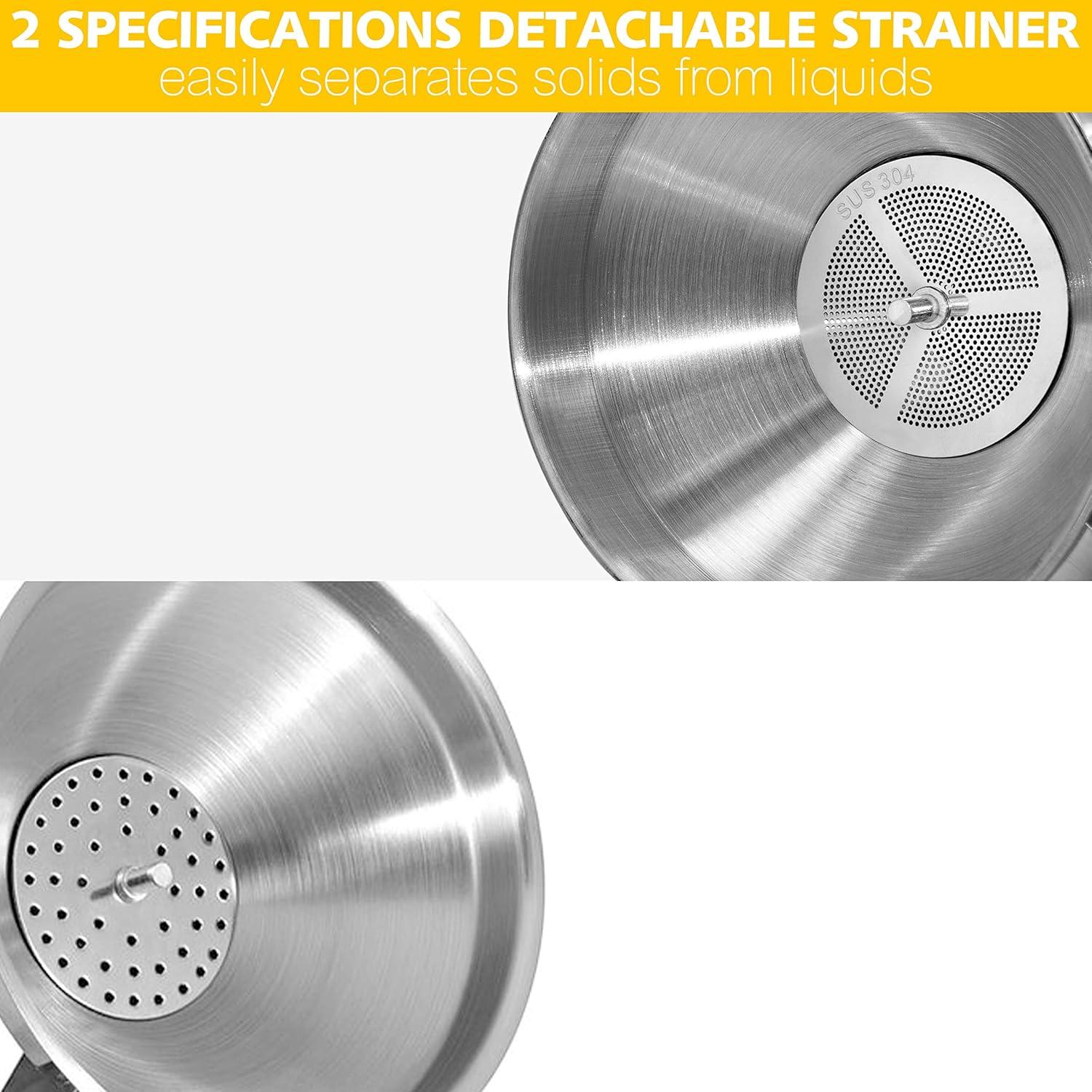 Embudo de Acero Inoxidable Anaeat 10.4 cm con Filtros Desmontables