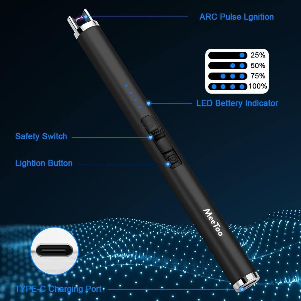 Encendedor Eléctrico Recargable USB MeeToo Negro para Velas