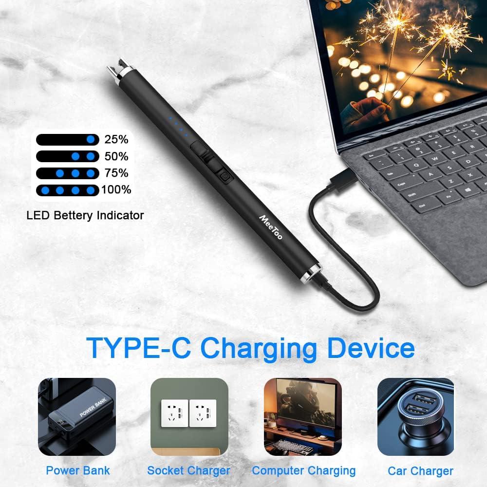 Encendedor Eléctrico Recargable USB MeeToo Negro para Velas