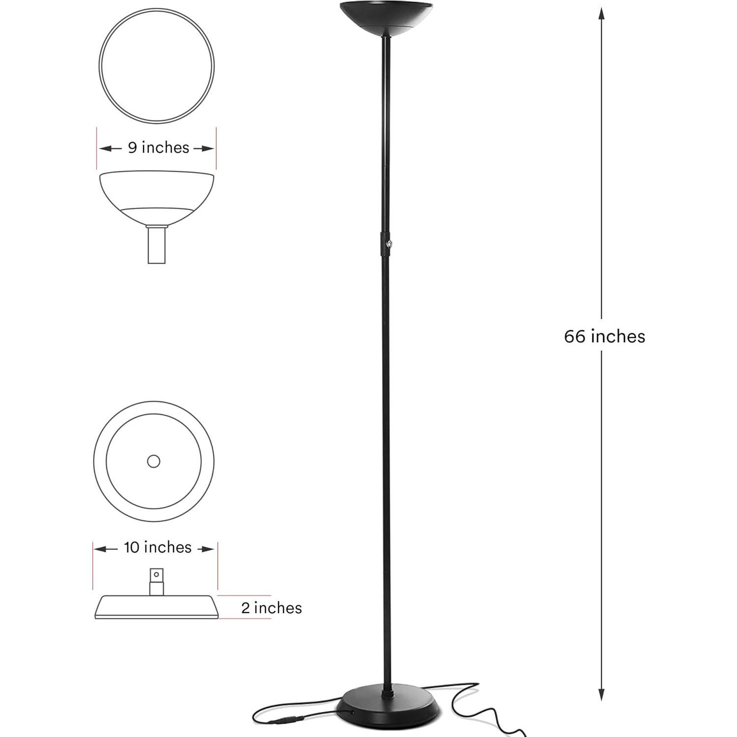 Lámpara de pie LED Brightech SkyLite, regulable 24W, negra