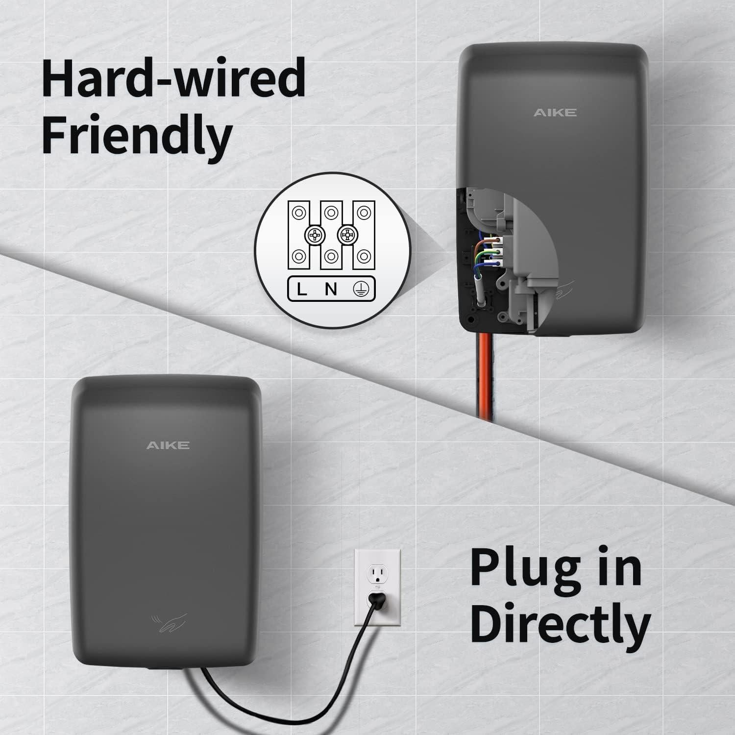 Secador de manos compacto AIKE AK2803D 1350W acero inoxidable