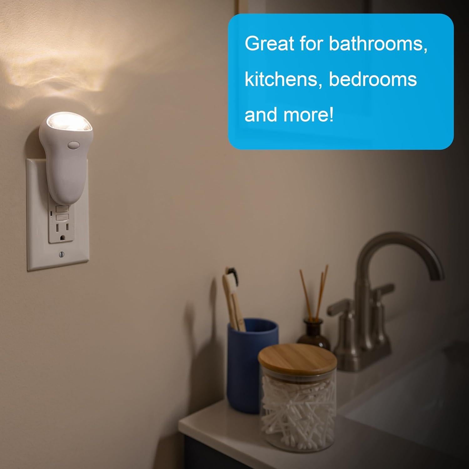 GE 3-in-1 LED Power Failure Night Light, Emergency Flashlight, Plug-In, Rechargeable, Light Sensing, Auto On/Off, Foldable Plug, Soft White, Hurricane, Storm, Tornado, Glossy White Finish, 11281