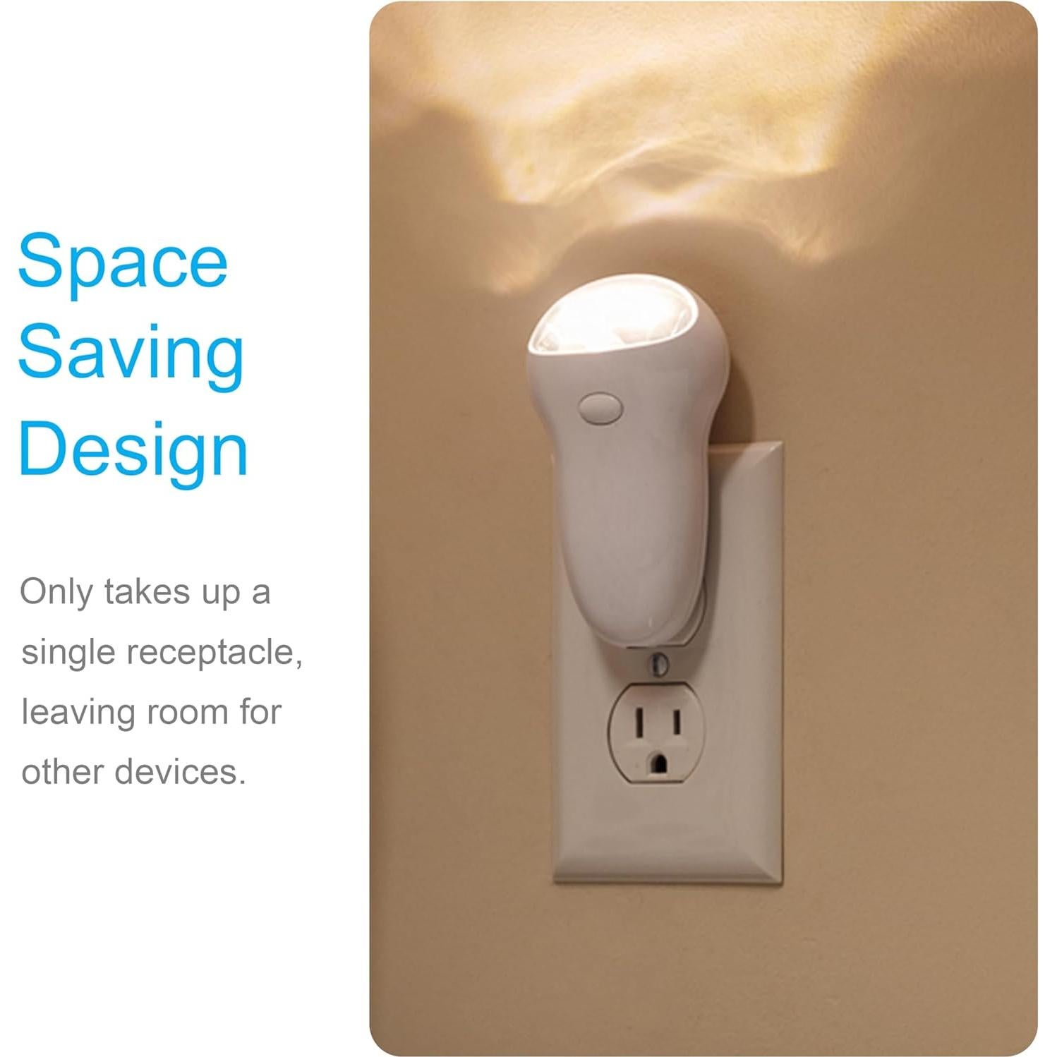 GE 3-in-1 LED Power Failure Night Light, Emergency Flashlight, Plug-In, Rechargeable, Light Sensing, Auto On/Off, Foldable Plug, Soft White, Hurricane, Storm, Tornado, Glossy White Finish, 11281