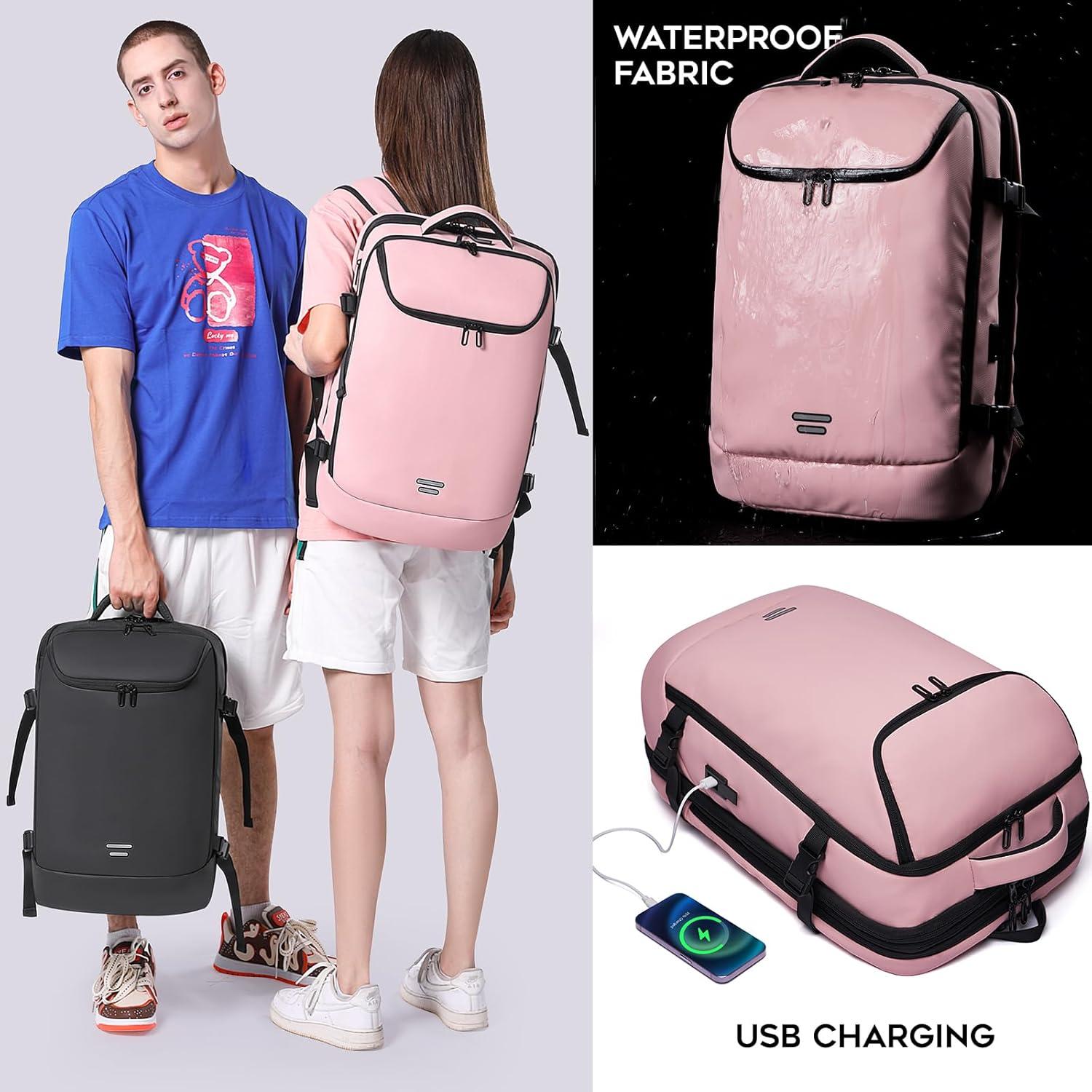 Mochila de viaje 50L Rosa para laptop 17.3" con USB