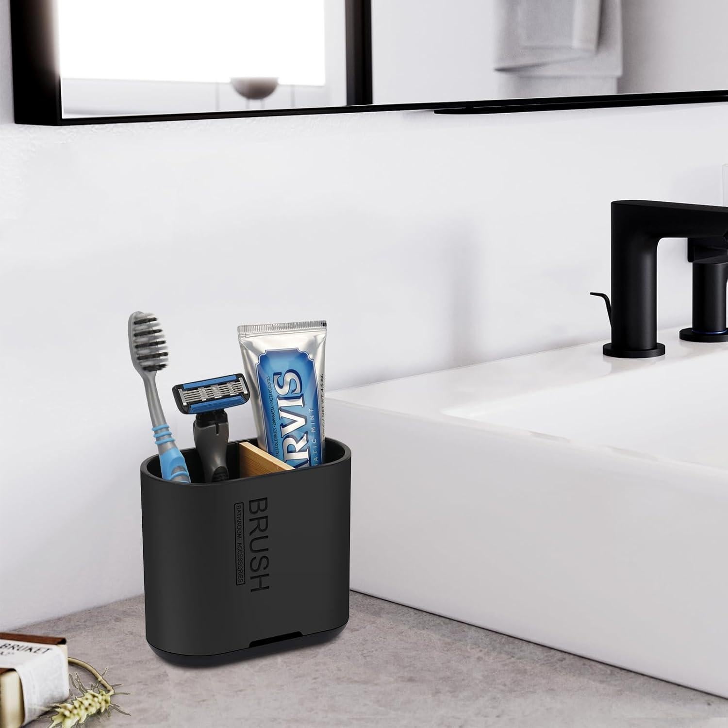 Soporte para Cepillos de Dientes Chintu Negro 2 Compartimentos