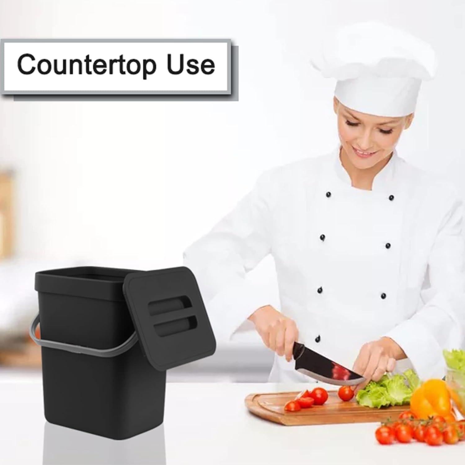 Cubeta de Compostaje Stonespace 5L Negra para Cocina y Baño