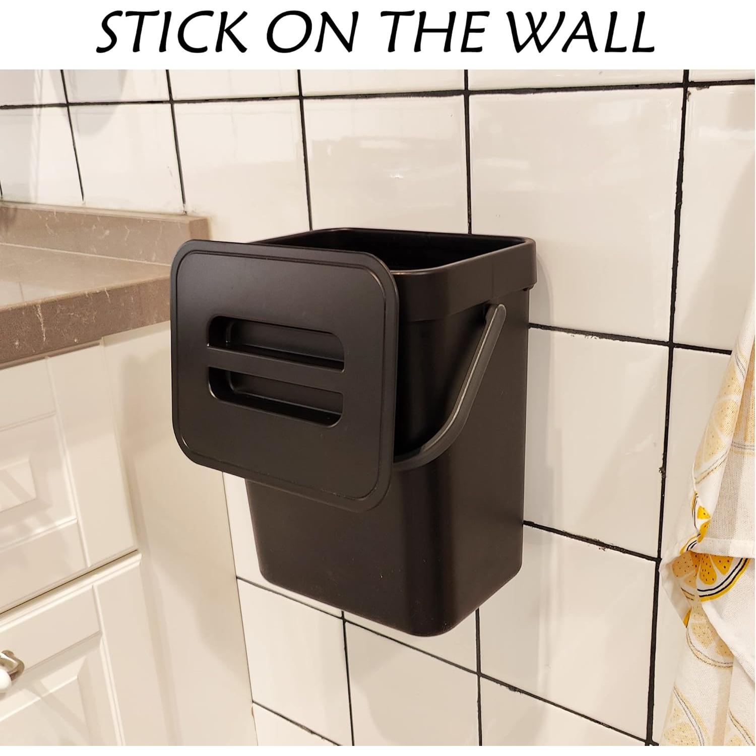 Cubeta de Compostaje Stonespace 5L Negra para Cocina y Baño