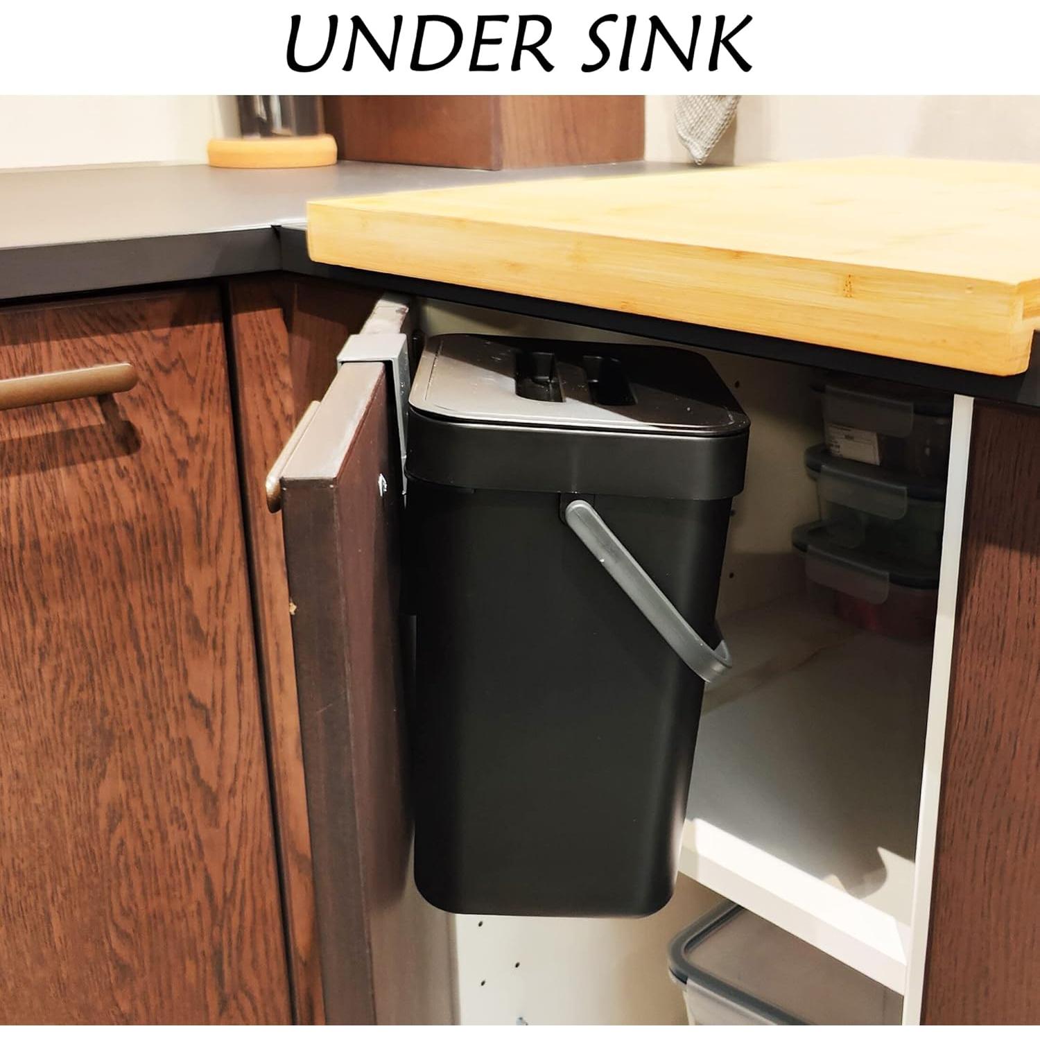 Cubeta de Compostaje Stonespace 5L Negra para Cocina y Baño