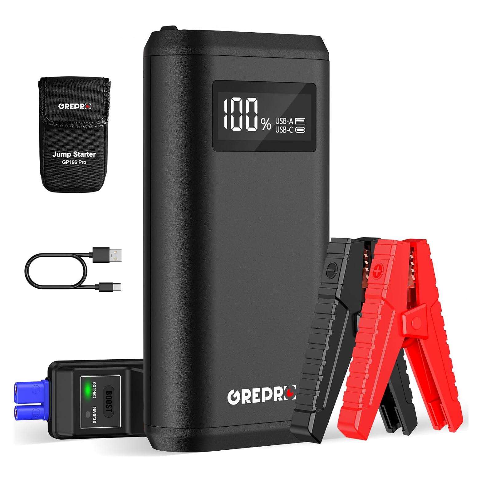 Arrancador de Batería GREPRO GP196 Pro 3000A 12V Pantalla LCD