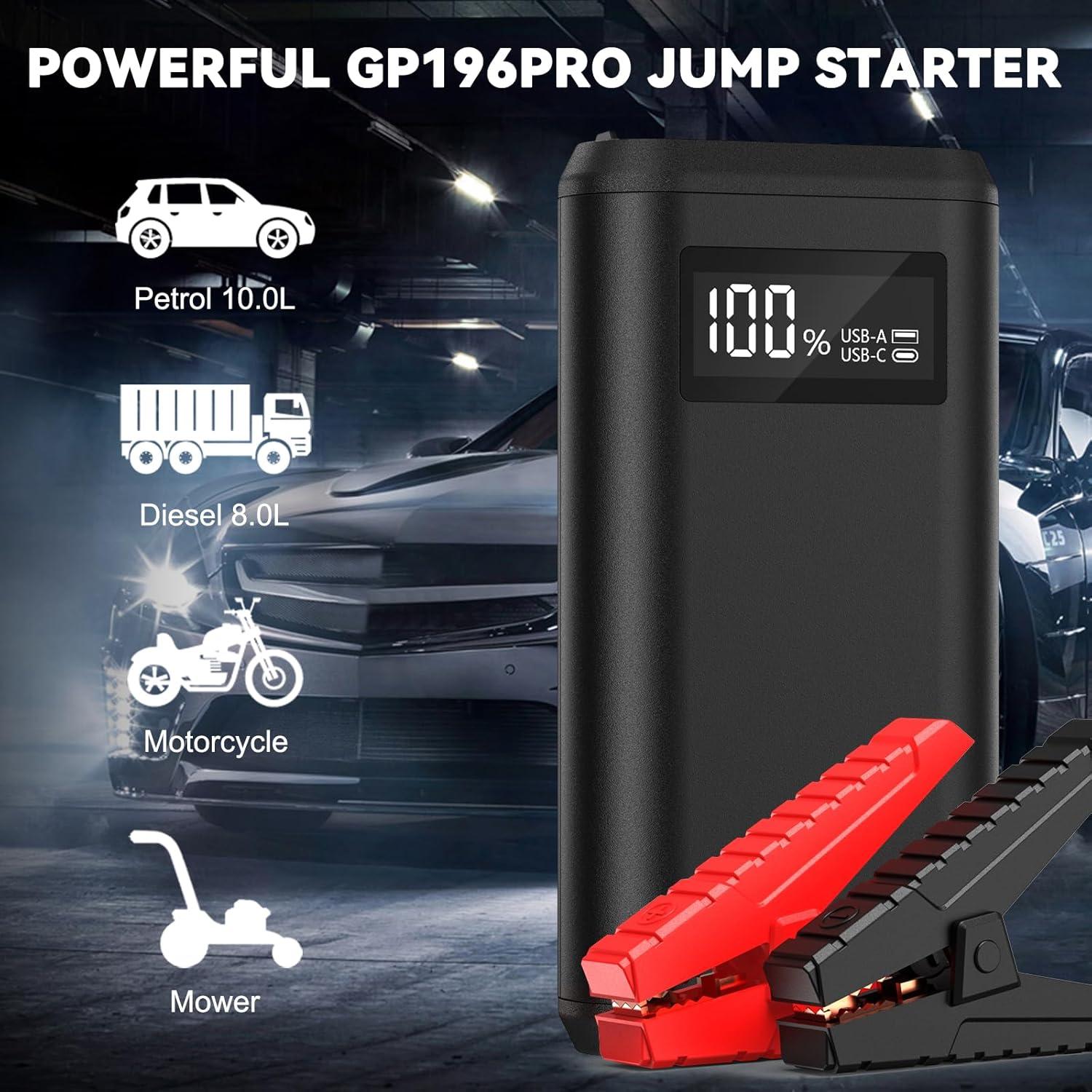 Arrancador de Batería GREPRO GP196 Pro 3000A 12V Pantalla LCD