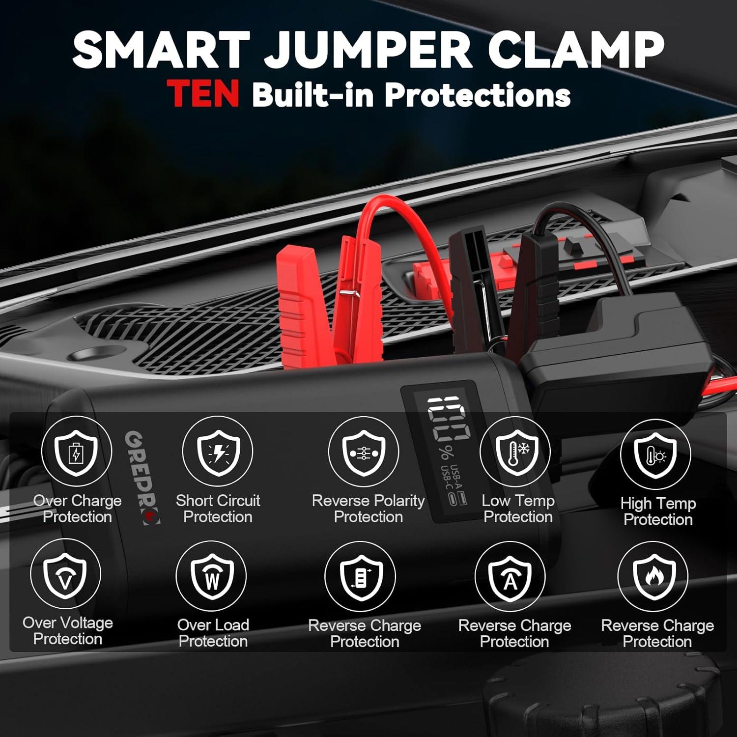 Arrancador de Batería GREPRO GP196 Pro 3000A 12V Pantalla LCD