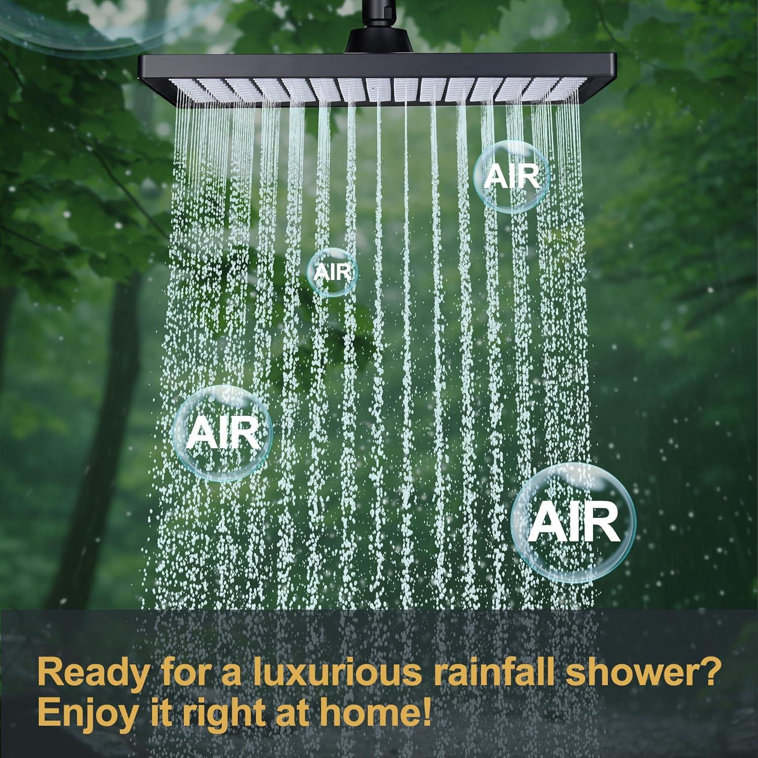 Cabezal de Ducha de Lluvia Cobbe 30 cm Rectangular Negro