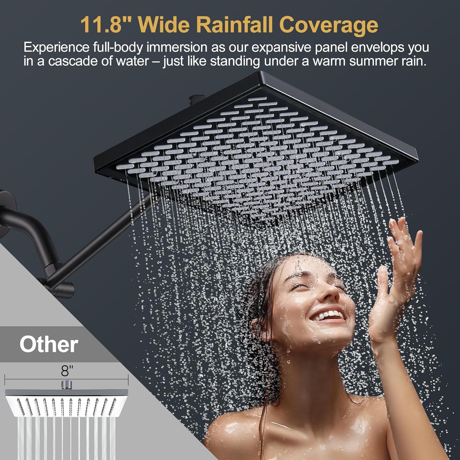 Cabezal de Ducha de Lluvia Cobbe 30 cm Rectangular Negro