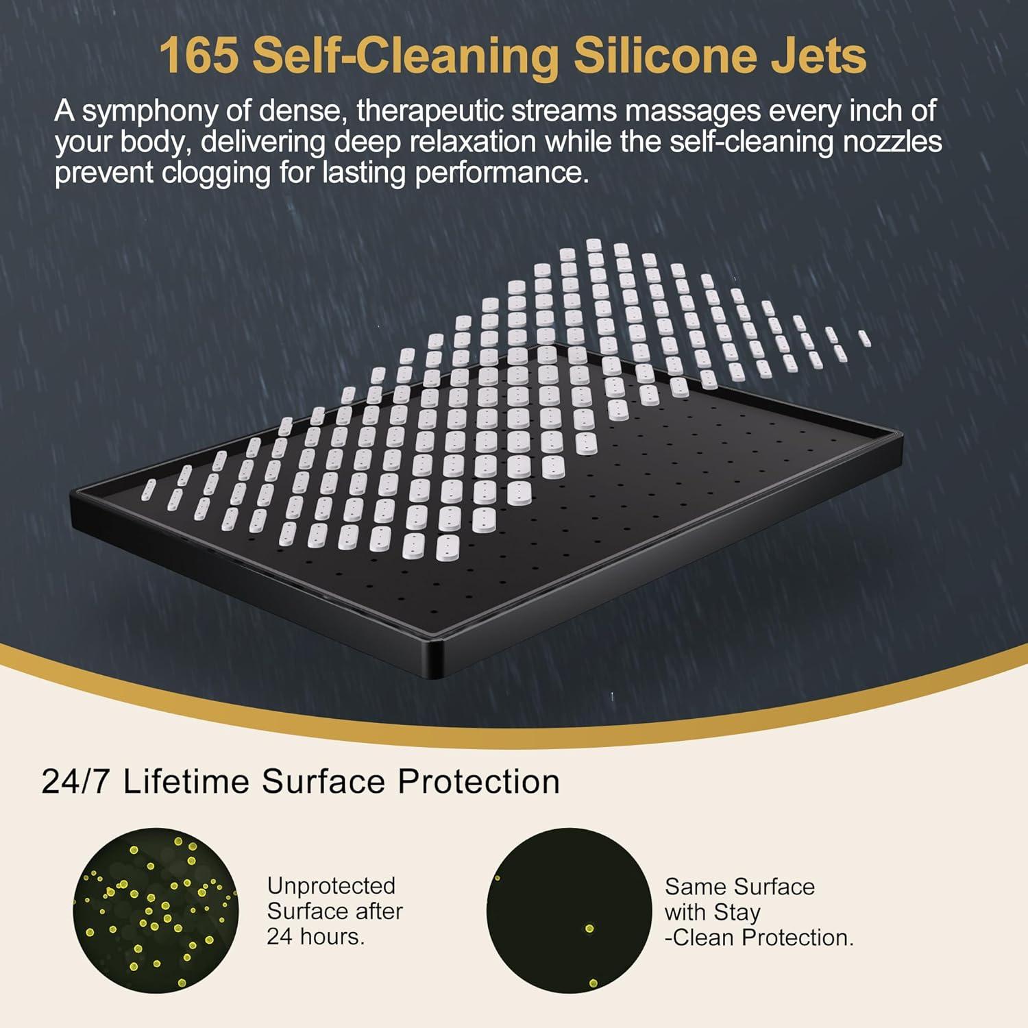 Cabezal de Ducha de Lluvia Cobbe 30 cm Rectangular Negro