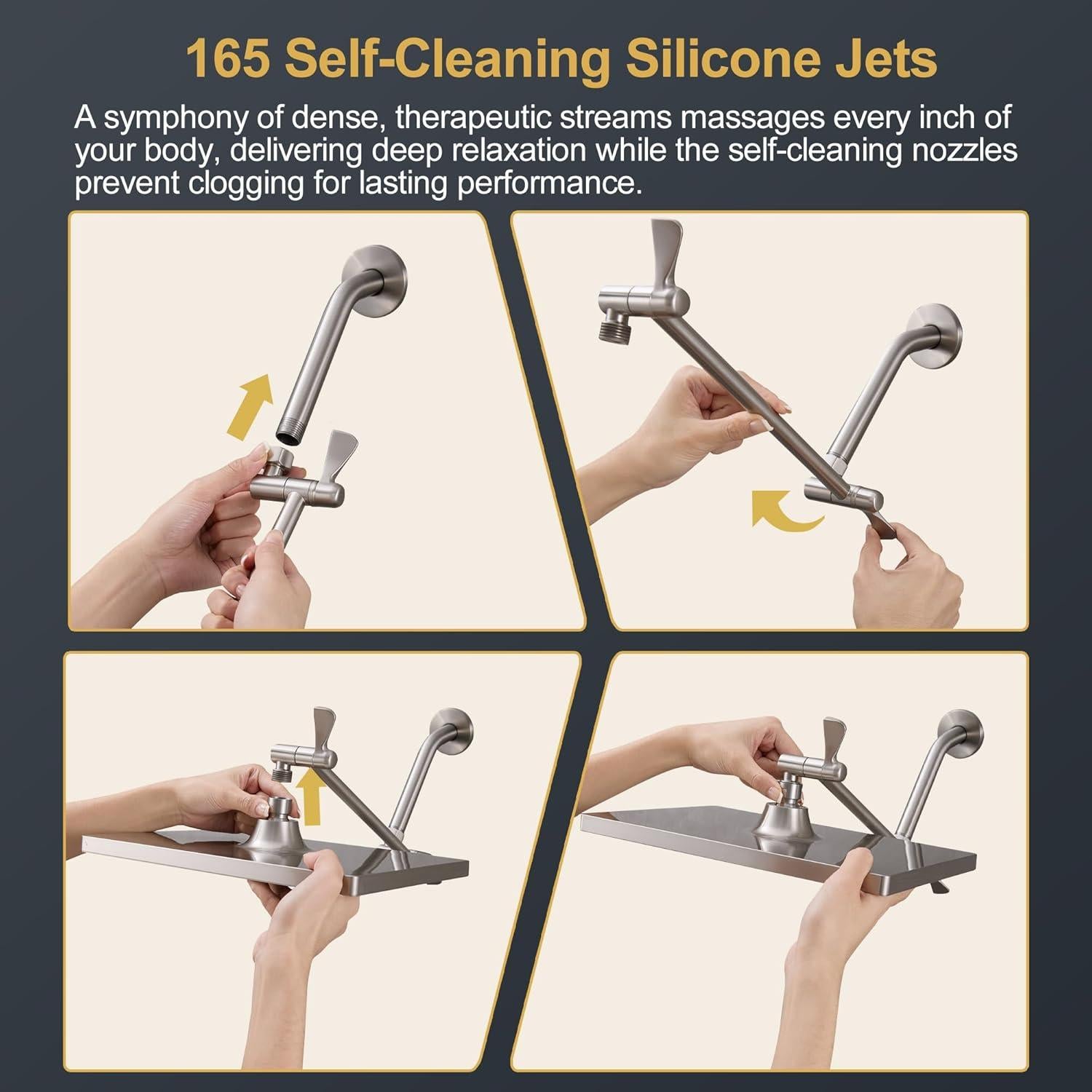 Cabezal de Ducha de Lluvia Cobbe 30 cm Rectangular Negro