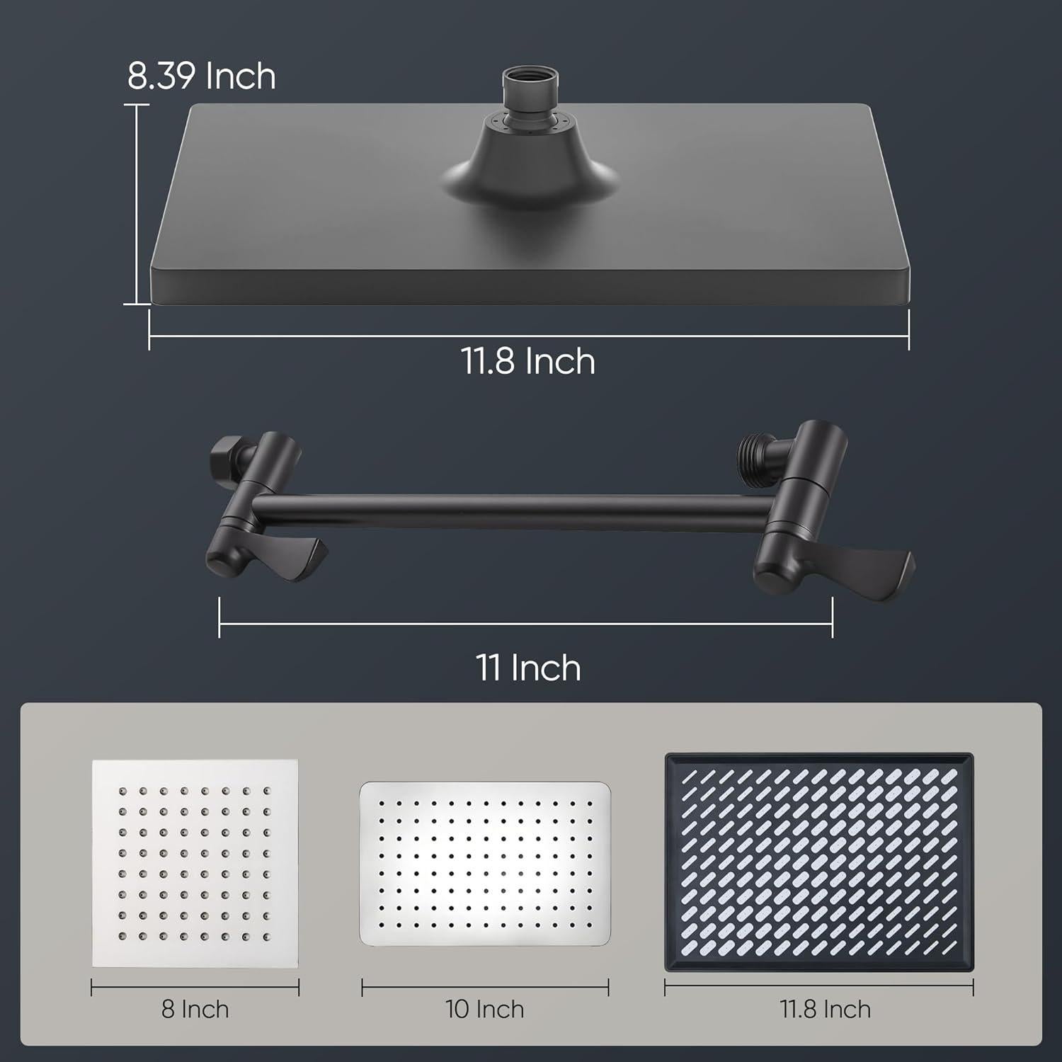 Cabezal de Ducha de Lluvia Cobbe 30 cm Rectangular Negro