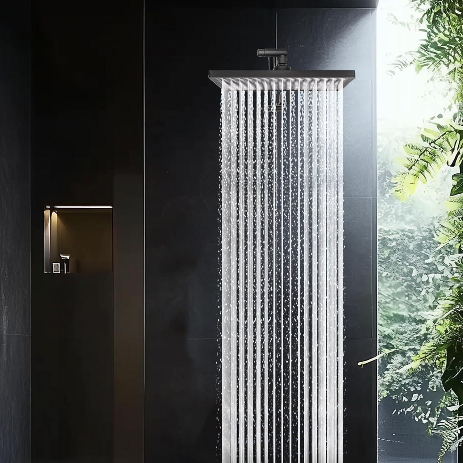 Cabezal de Ducha de Lluvia Cobbe 30 cm Rectangular Negro