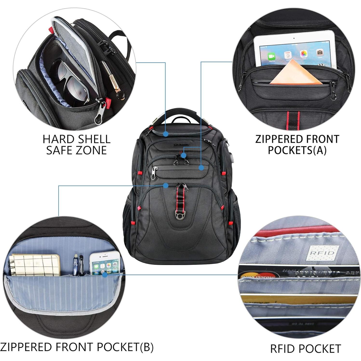 Mochila KROSER 17.3" repelente al agua con puerto USB