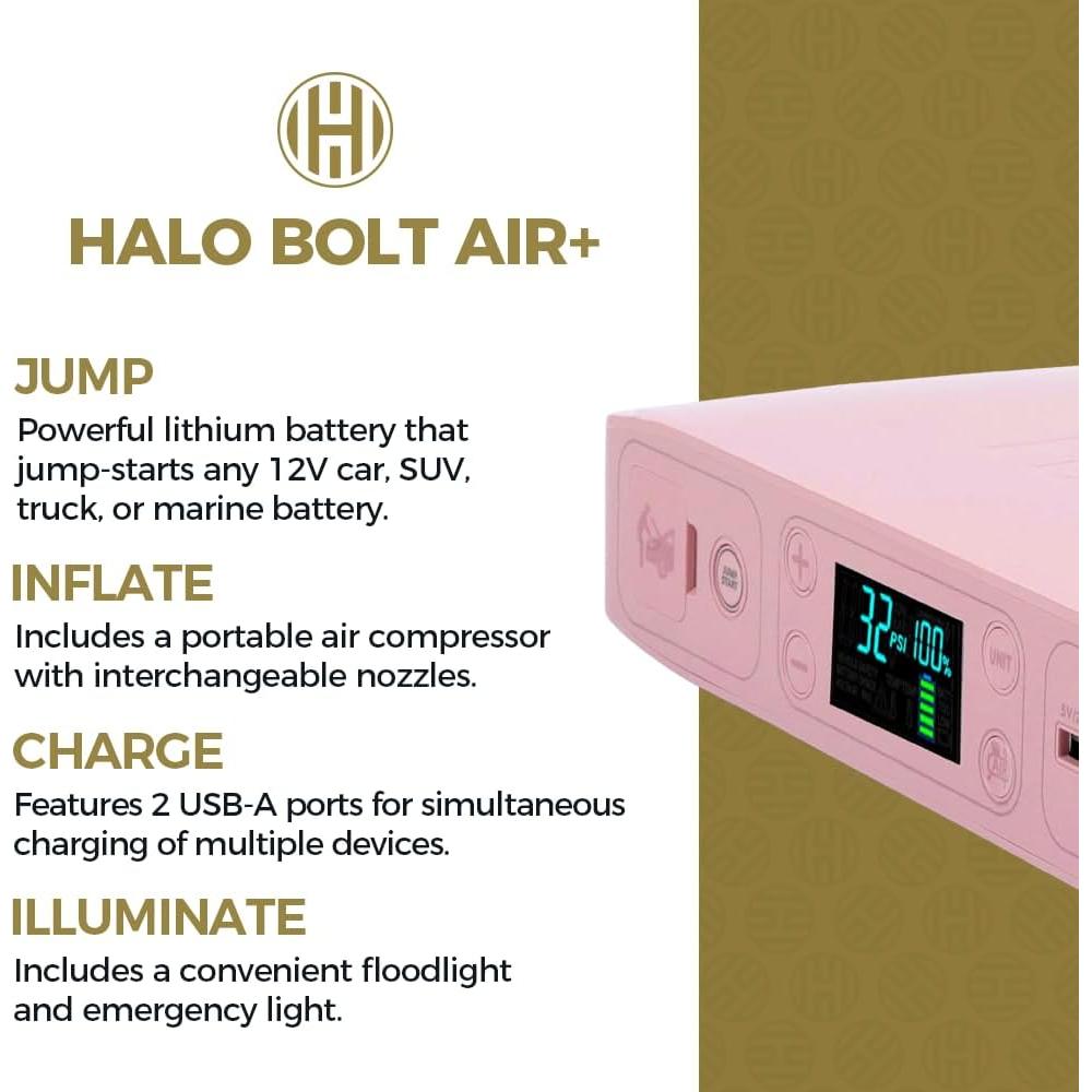 HALO Bolt Air+ Arrancador Portátil y Compresor de Aire