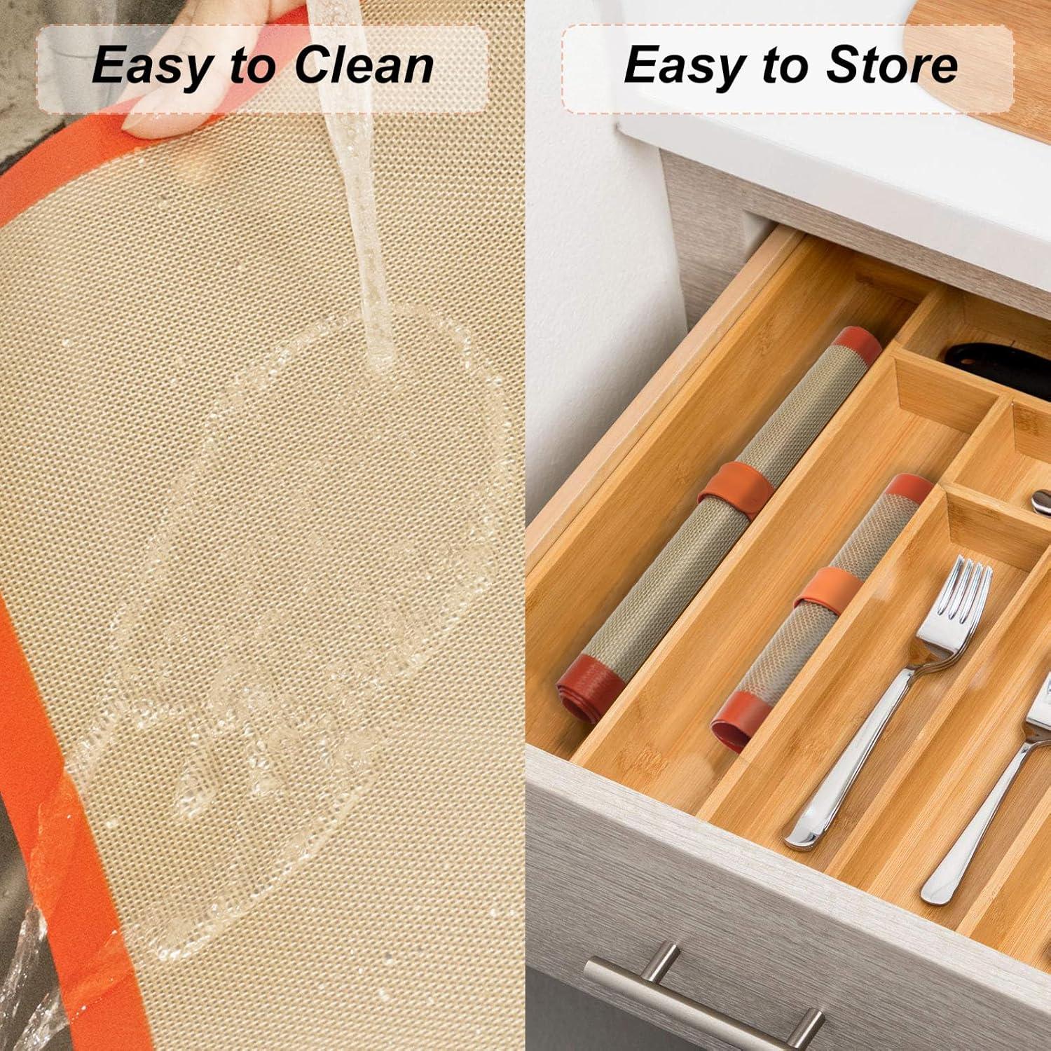 AMYONE Quarter Sheet Silicone Baking Mat, 2 Pcs Non-Stick Silicone Baking Mats Cookie Sheet for 9x13 Baking Pan, Reusable Baking Sheet Liners Compatible with Nordic Ware Naturals Quarter Sheet