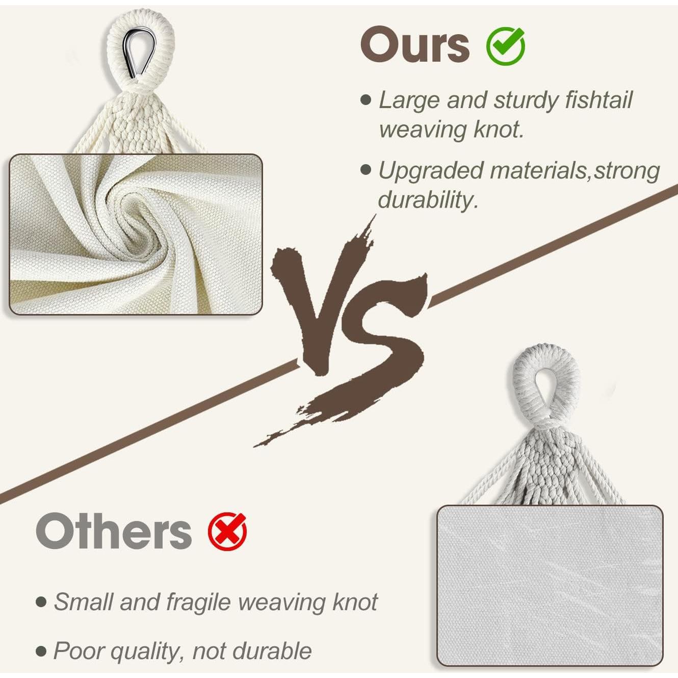 Hamaca MOSFiATA Bohemia 500lbs Tela Lona Blanca para Jardín