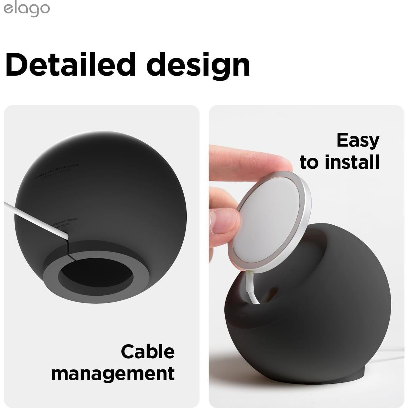 elago MS2 Charging Stand Compatible with MagSafe Charger - Premium Silicone, Compatible with iPhone 16/15/14/13/12 Series, Designed for MagSafe Stand [Black] [Charging Cable Not Included]