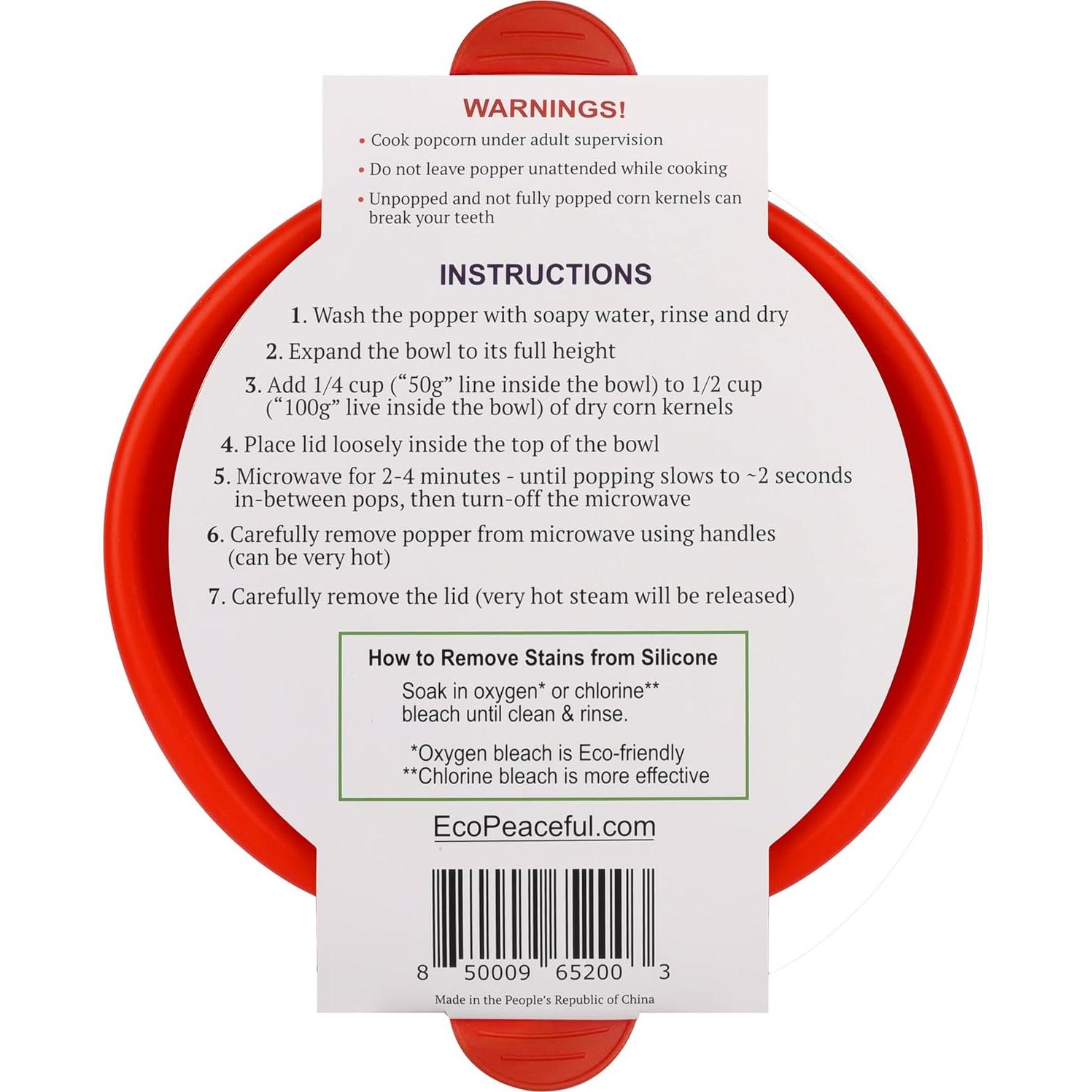 Tazón Colapsable para Palomitas EcoPeaceful 12 Tazas Silicona