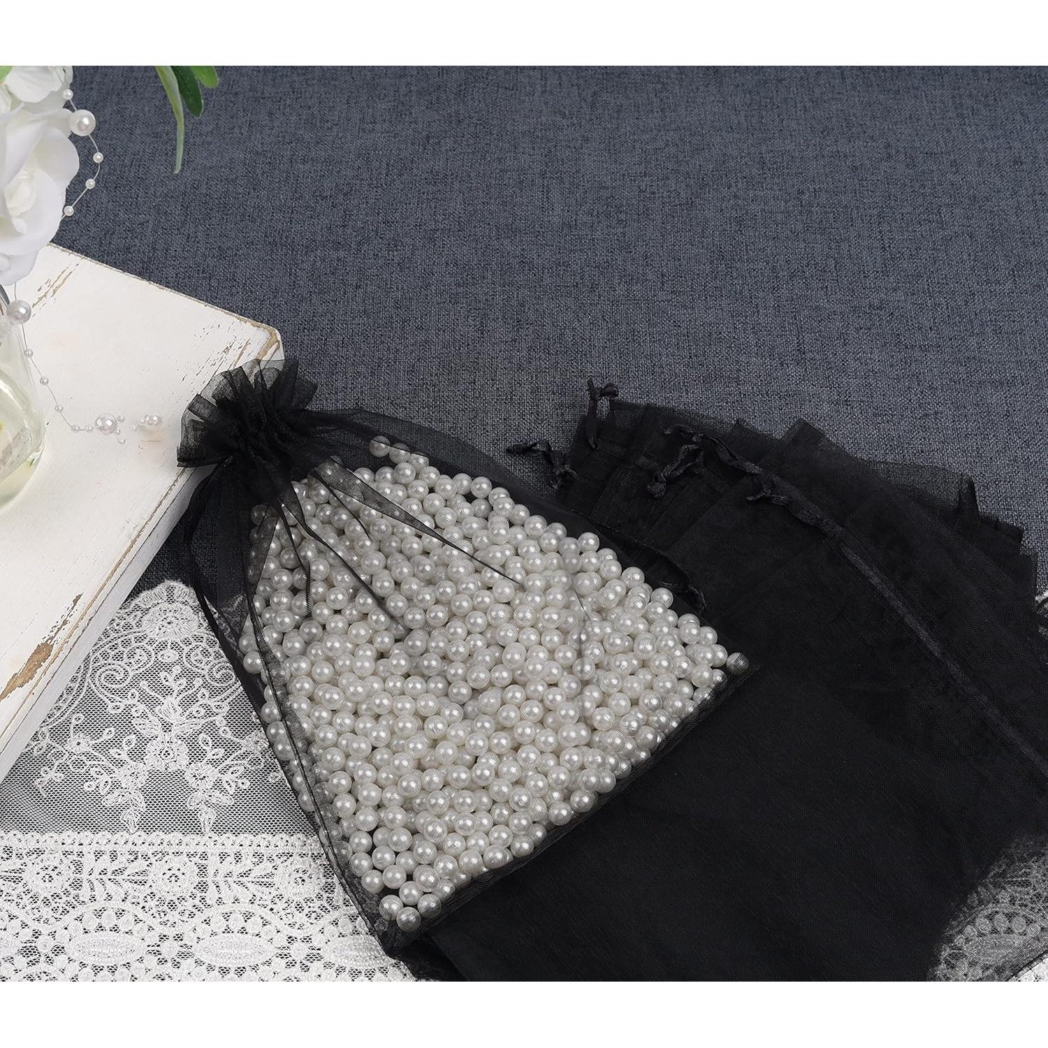 Bolsas de Organza Negra YunKo 50pcs 15x22cm con Cierre