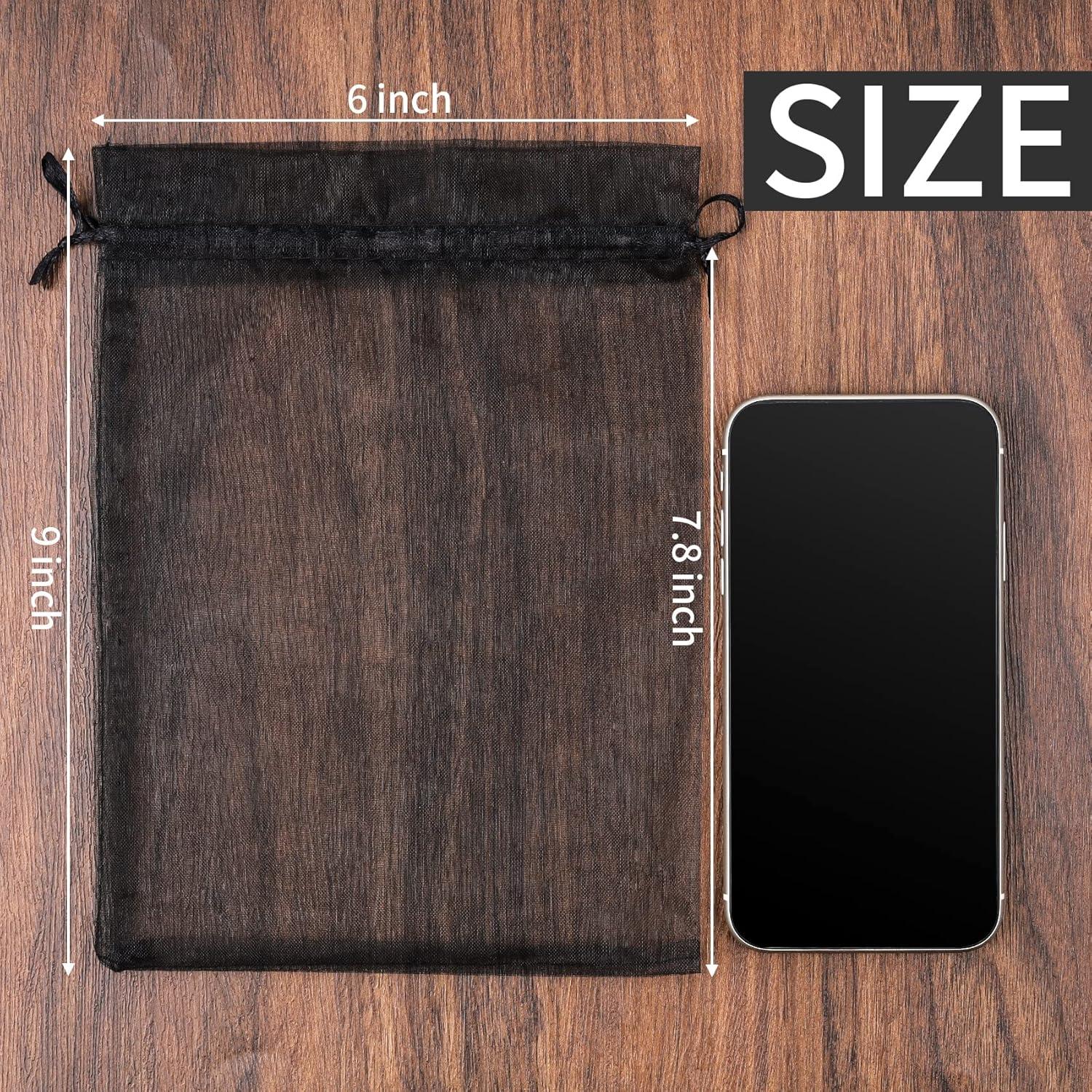 Bolsas de Organza Negra YunKo 50pcs 15x22cm con Cierre