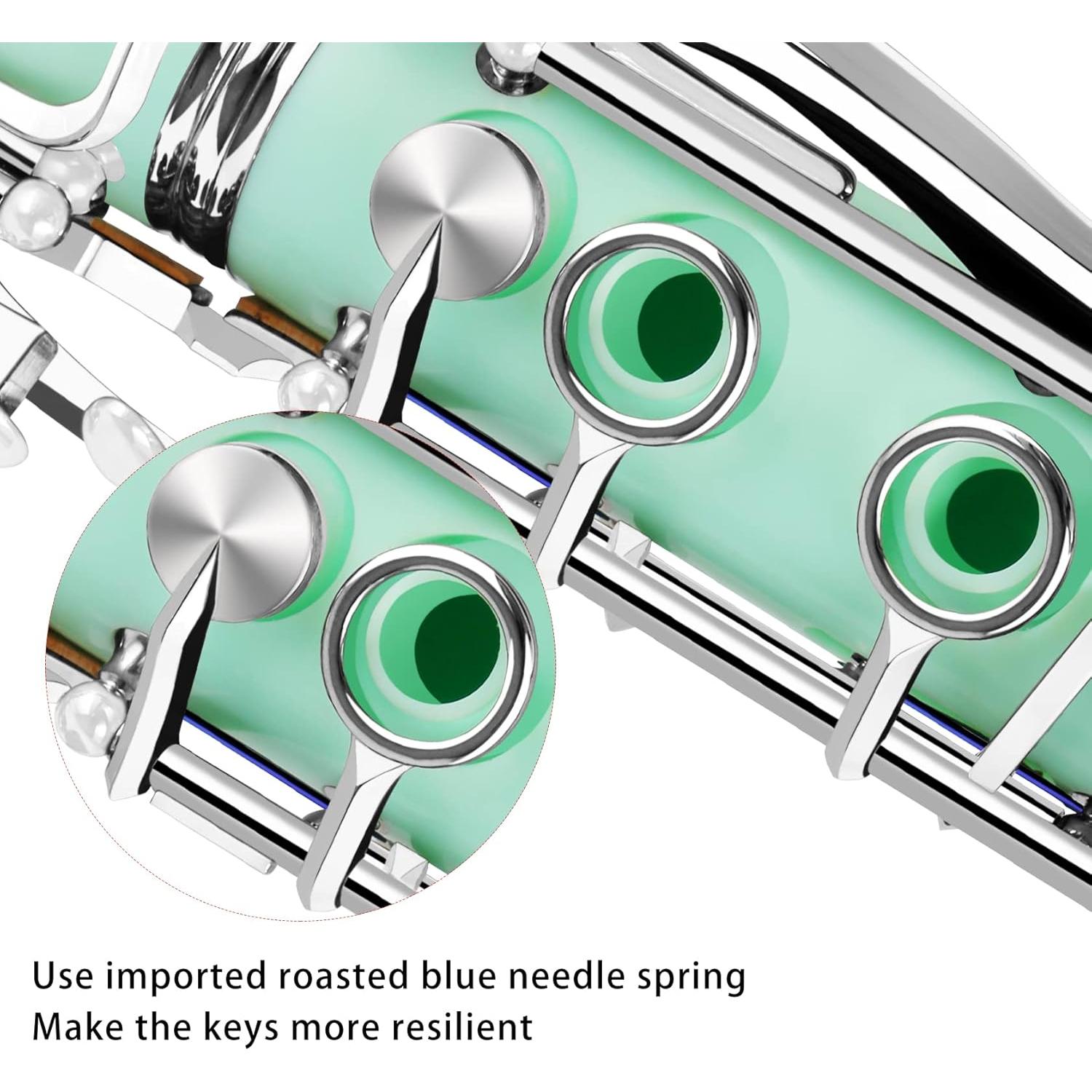 Clarinete Bb Sostenido EastRock Verde 17 Teclas con Funda