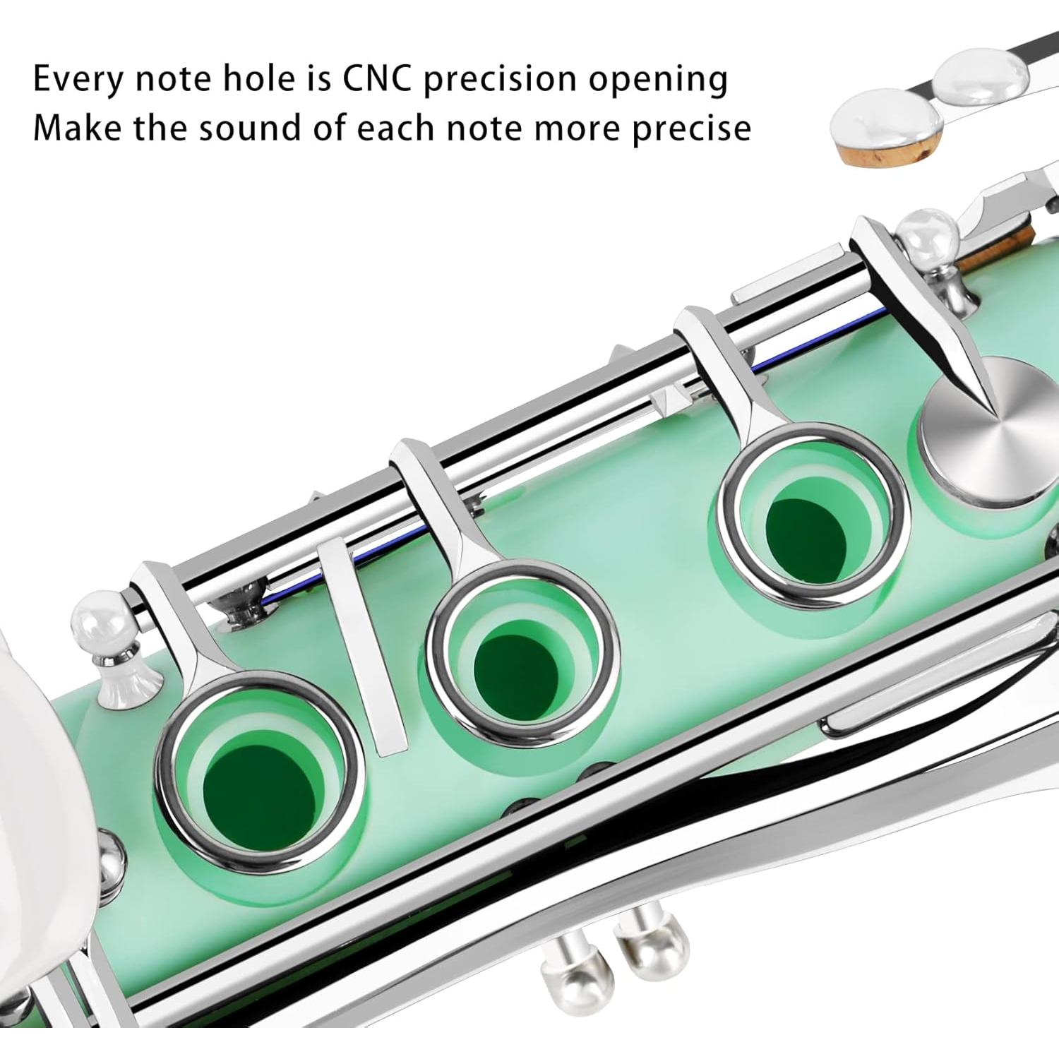 Clarinete Bb Sostenido EastRock Verde 17 Teclas con Funda