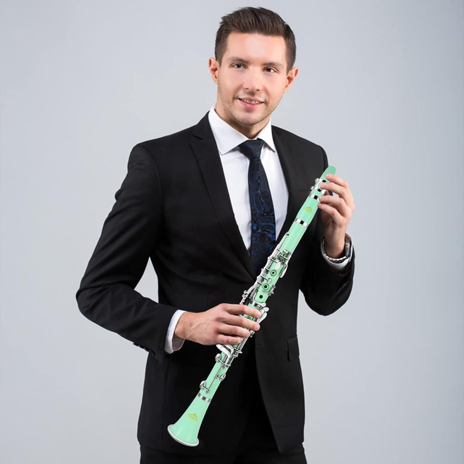 Clarinete Bb Sostenido EastRock Verde 17 Teclas con Funda
