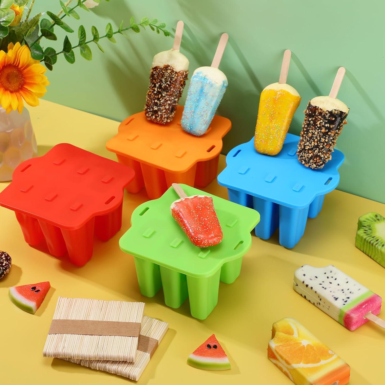 Moldes de Helados Hoolerry 4 Piezas Silicona 6 Cavidades