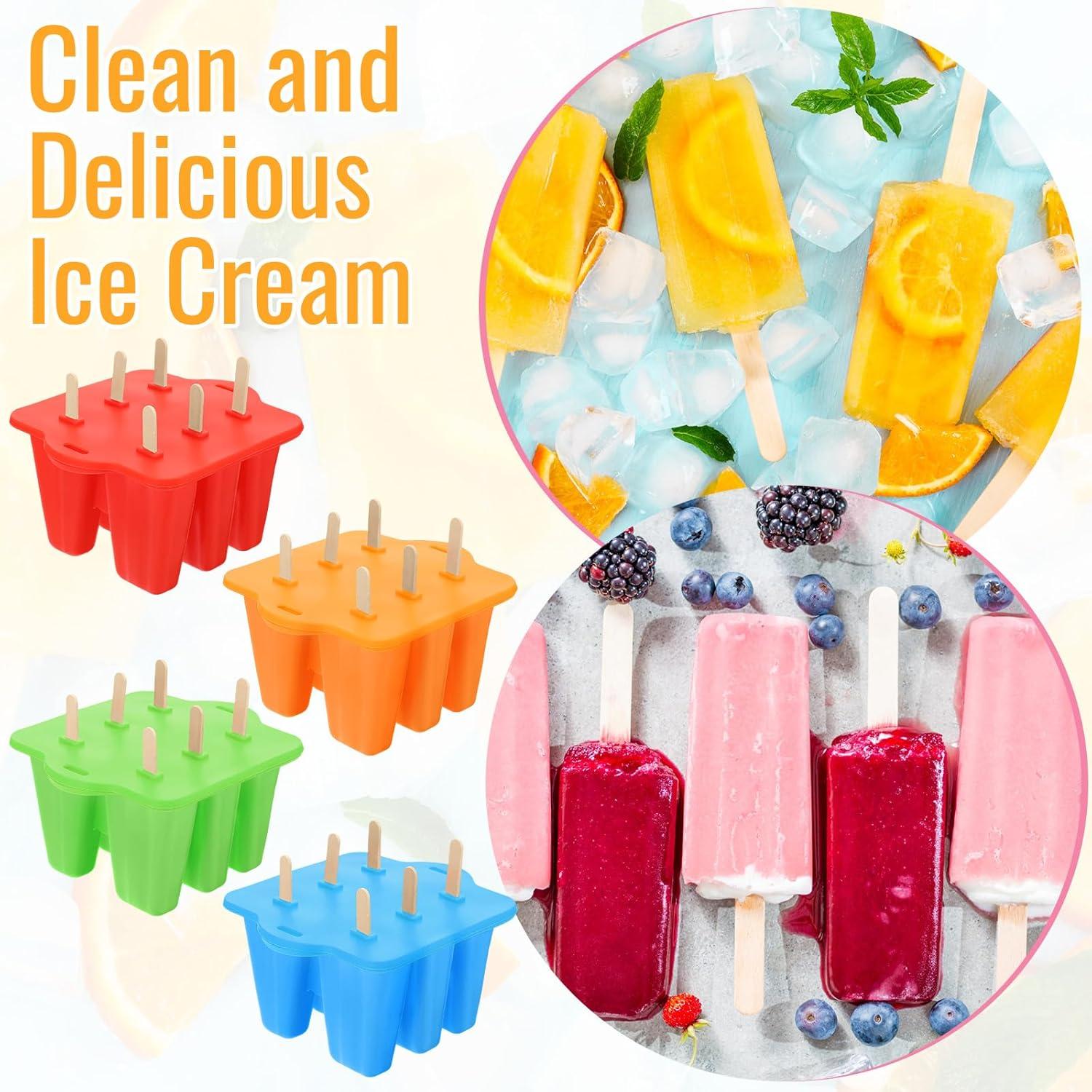 Moldes de Helados Hoolerry 4 Piezas Silicona 6 Cavidades