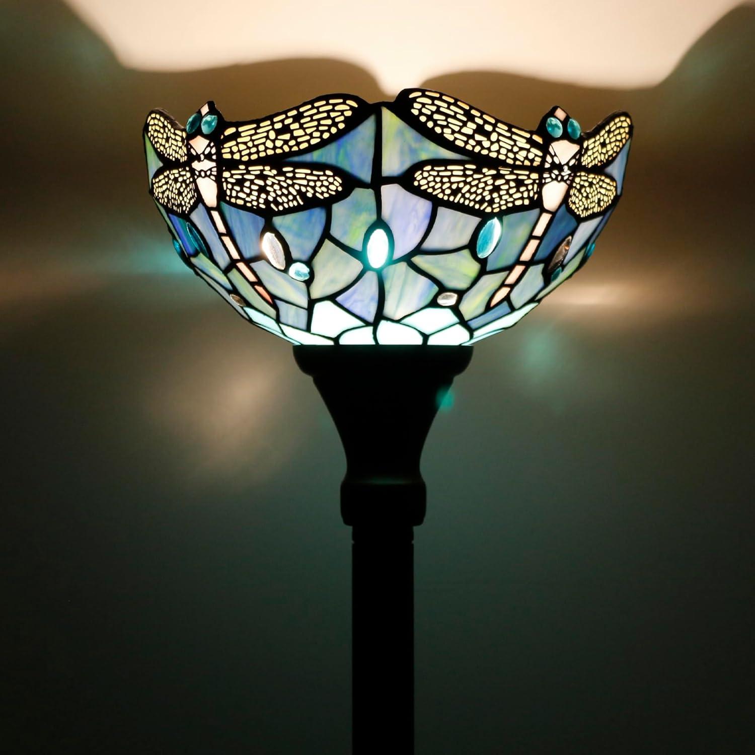 Lámpara de pie Tiffany Libélula Azul 10x10 cm 165 cm