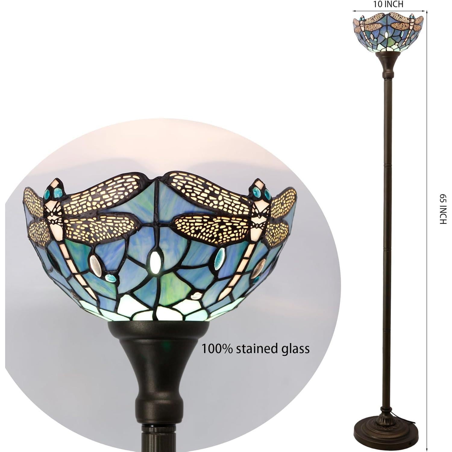Lámpara de pie Tiffany Libélula Azul 10x10 cm 165 cm