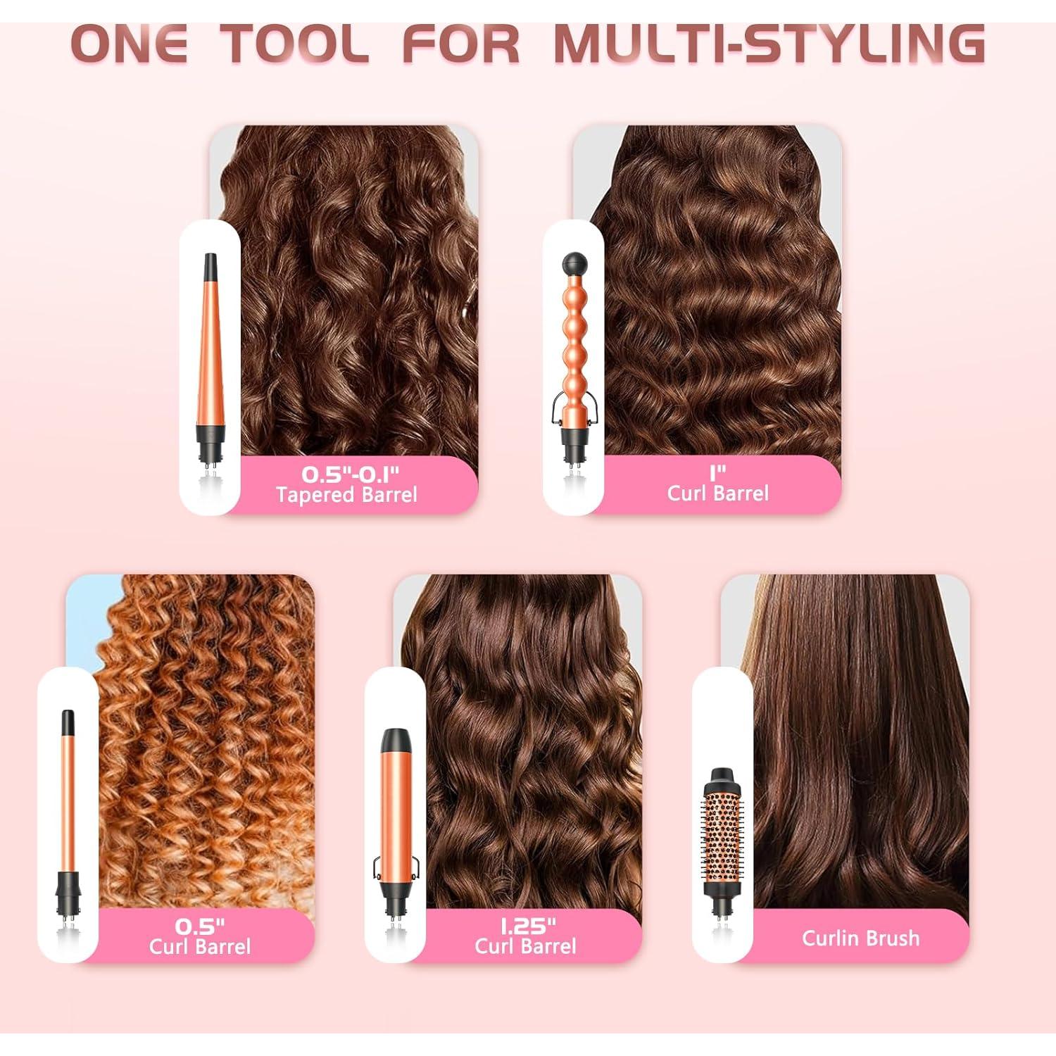 Plancha de Rizar GSKY 5 en 1 con Varitas Cerámicas y Cepillo