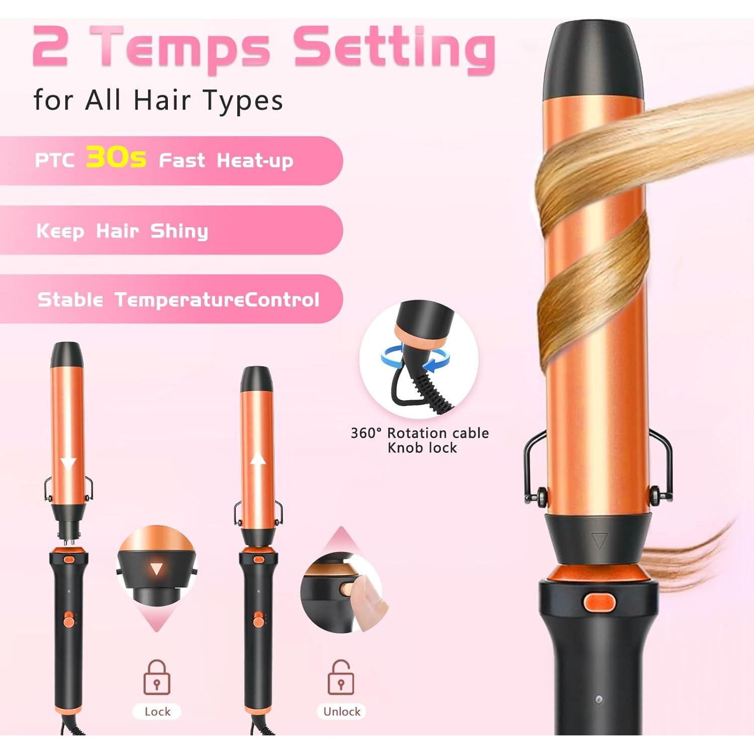 Plancha de Rizar GSKY 5 en 1 con Varitas Cerámicas y Cepillo