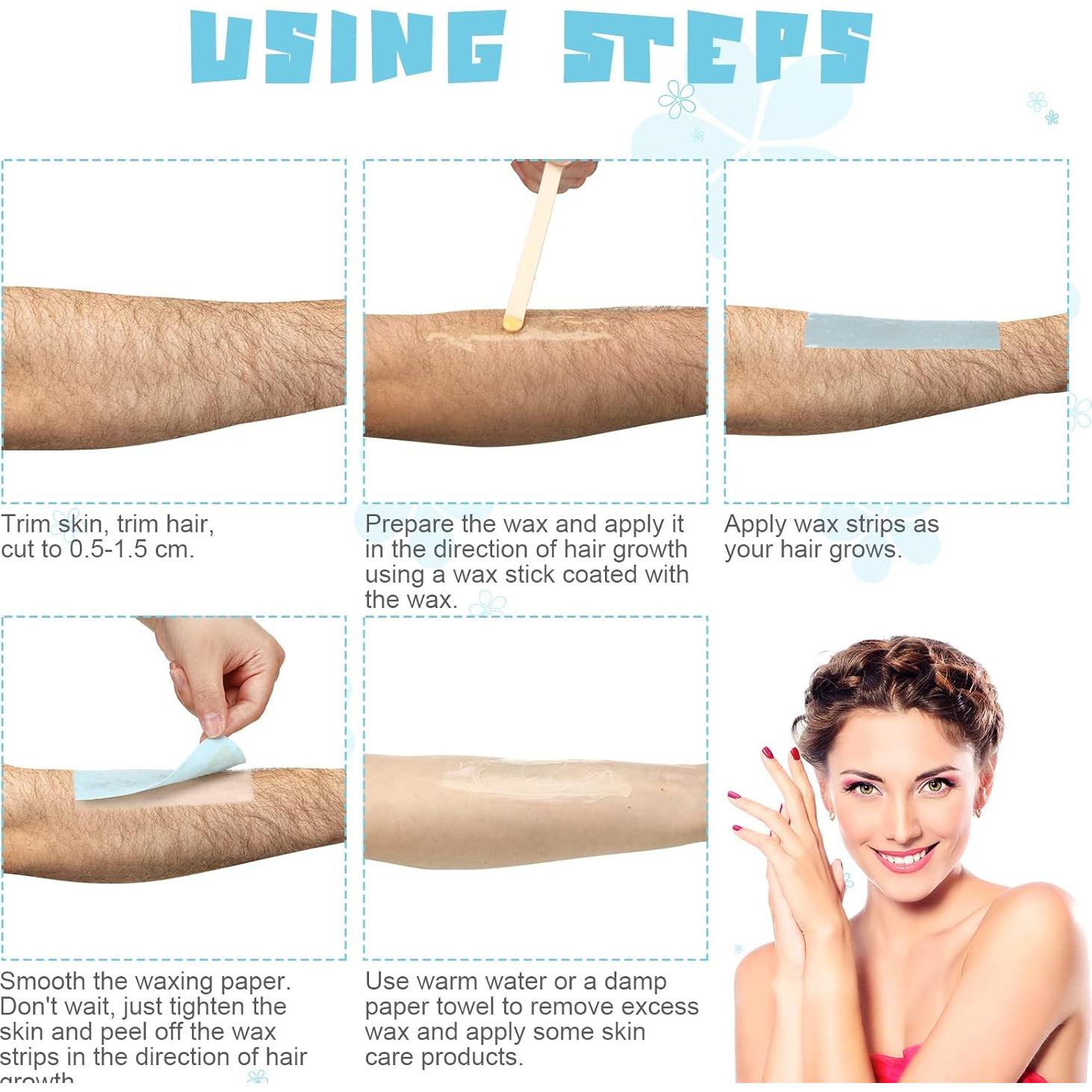 Tiras de Cera No Tejidas Blulu 400 Piezas 10 x 3.8 cm