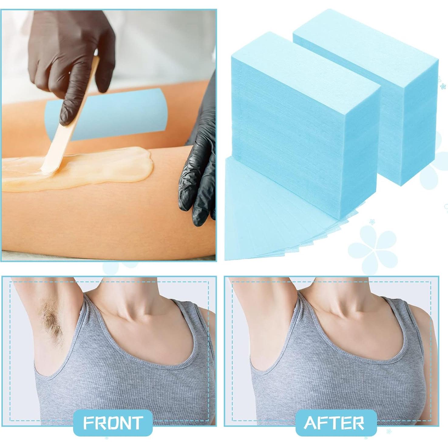 Tiras de Cera No Tejidas Blulu 400 Piezas 10 x 3.8 cm