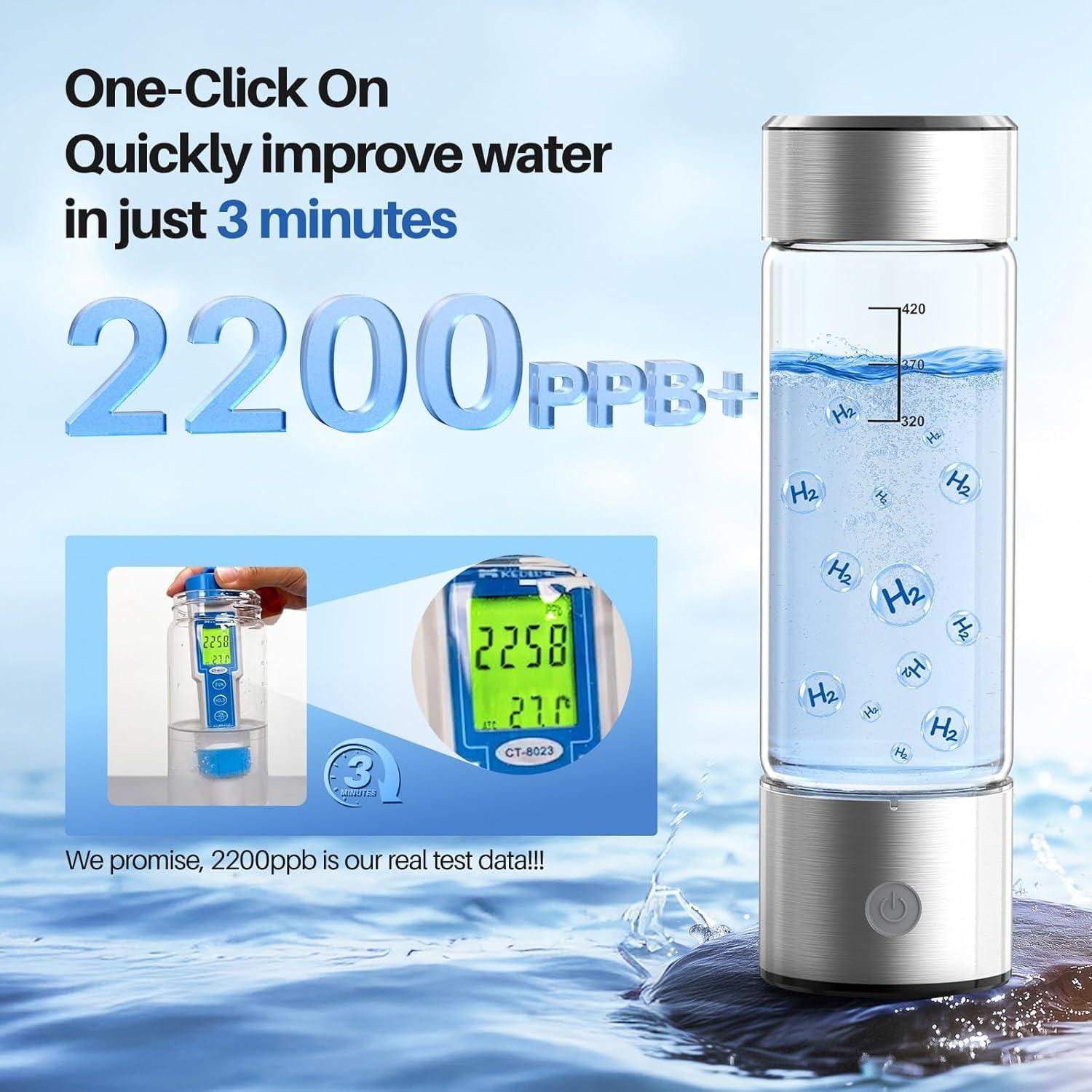 Botella de Agua de Hidrógeno MOVOCA DRC02 414ml - Generador Rápido