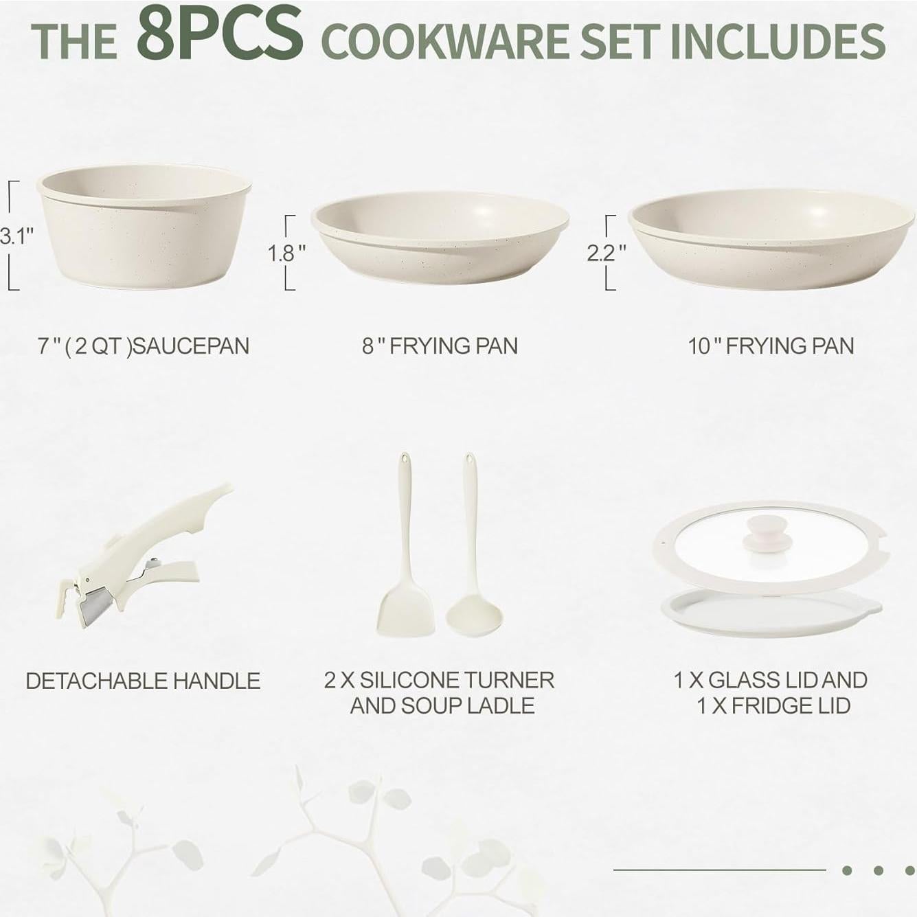 Juego de 8 Piezas de Ollas y Sartenes BECIGAR Cerámica