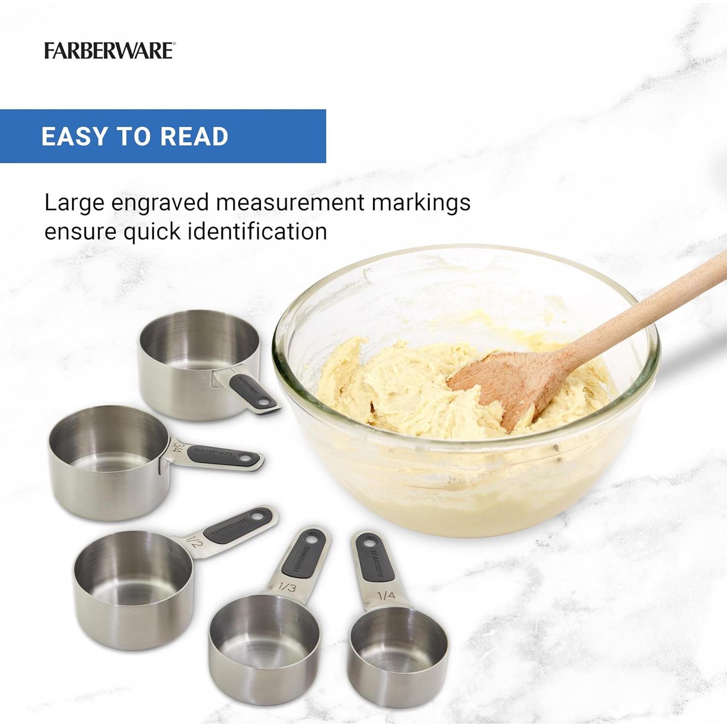 Juego de 5 Tazas Medidoras Magnéticas Farberware Acero Inoxidable