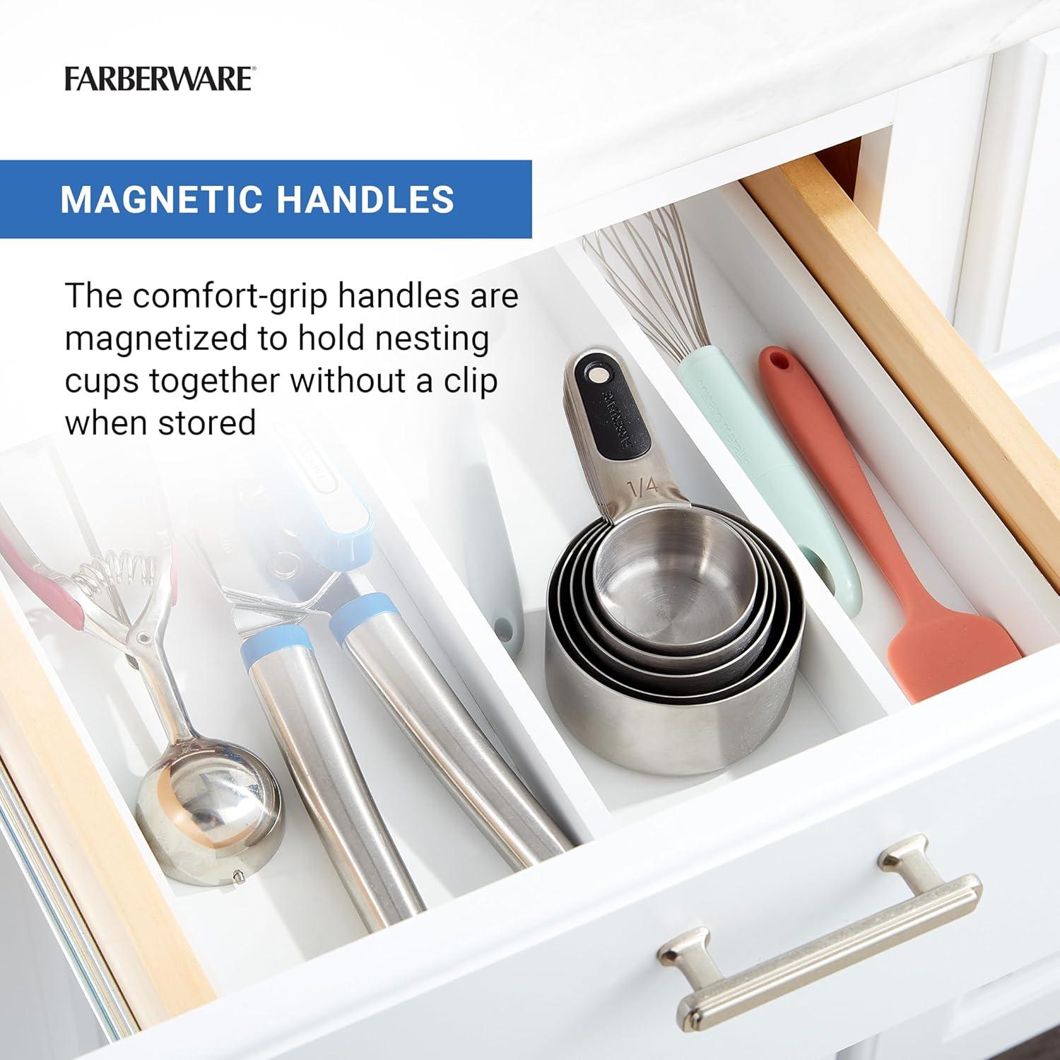 Juego de 5 Tazas Medidoras Magnéticas Farberware Acero Inoxidable