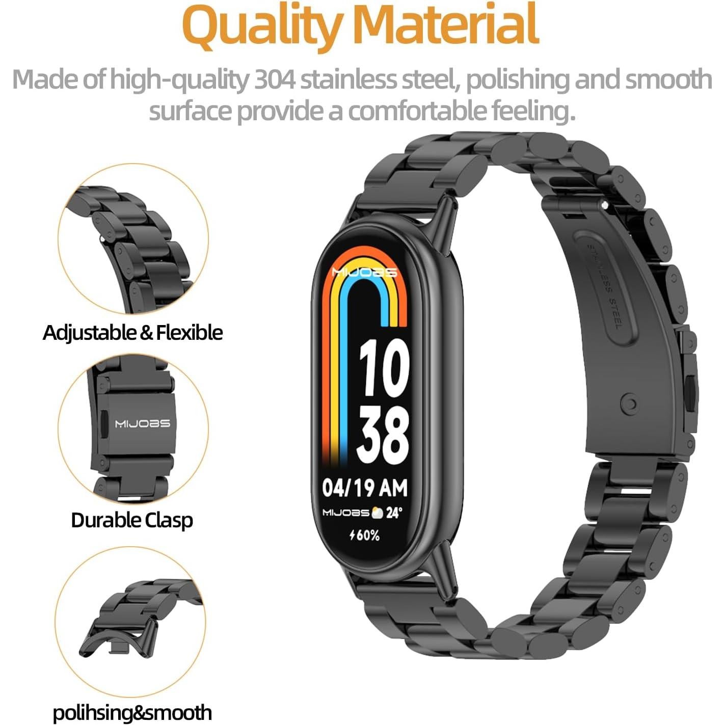 Correa de Reemplazo MIJOBS para Xiaomi Mi Band 8/9 - Acero Inoxidable