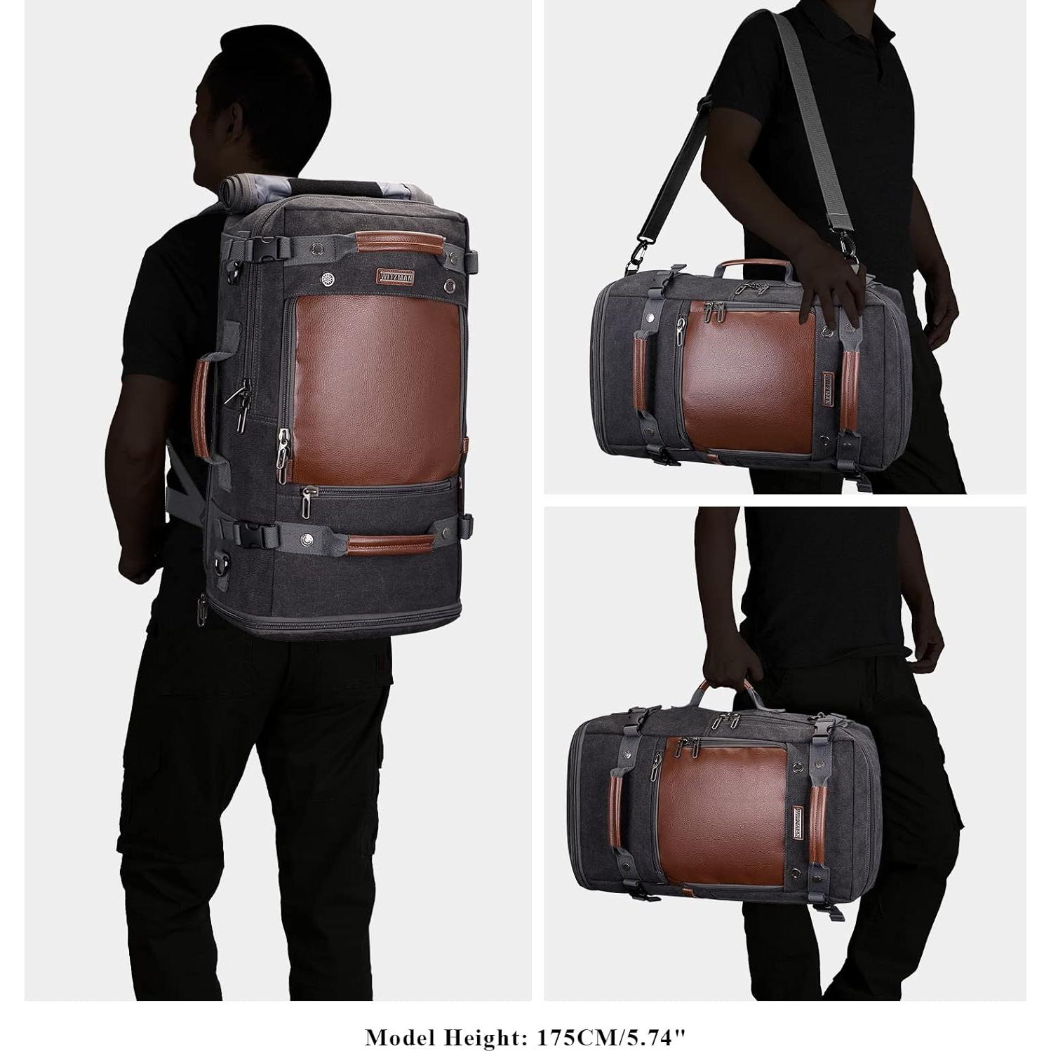 Mochila de Viaje WITZMAN A2020 Lona Negra 46.99x30.48x16.51cm