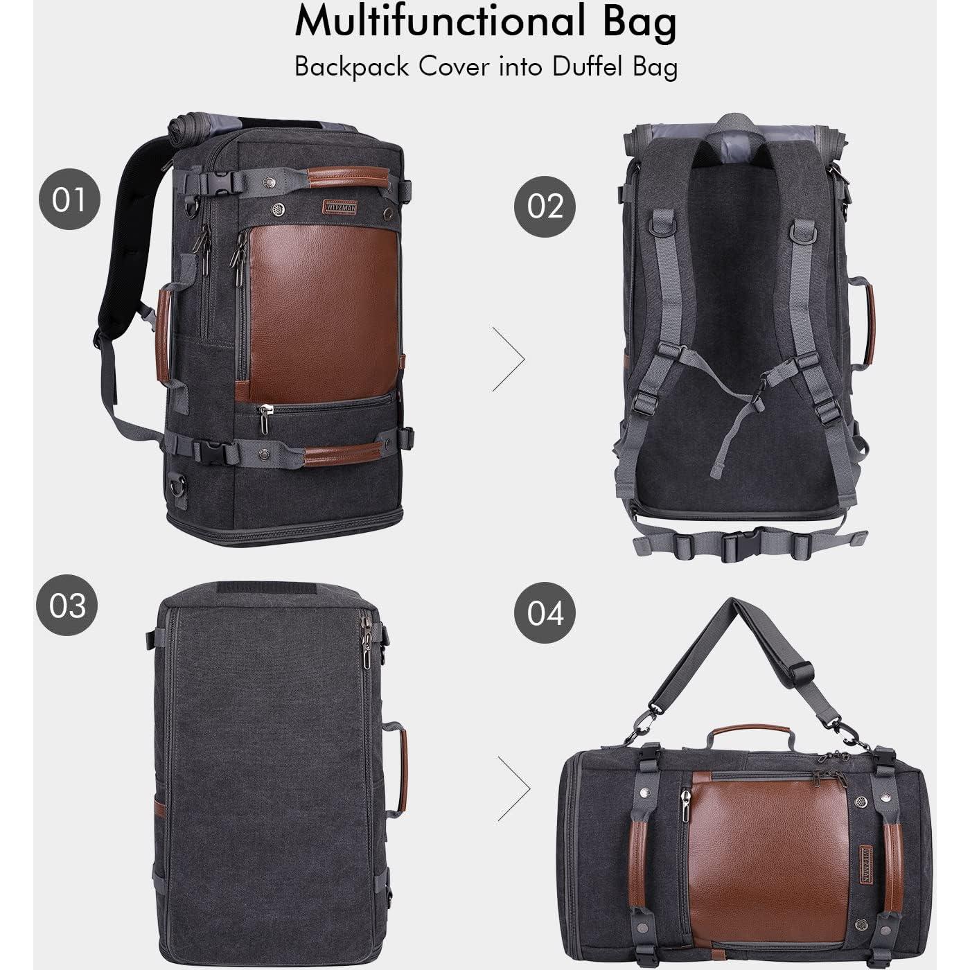 Mochila de Viaje WITZMAN A2020 Lona Negra 46.99x30.48x16.51cm