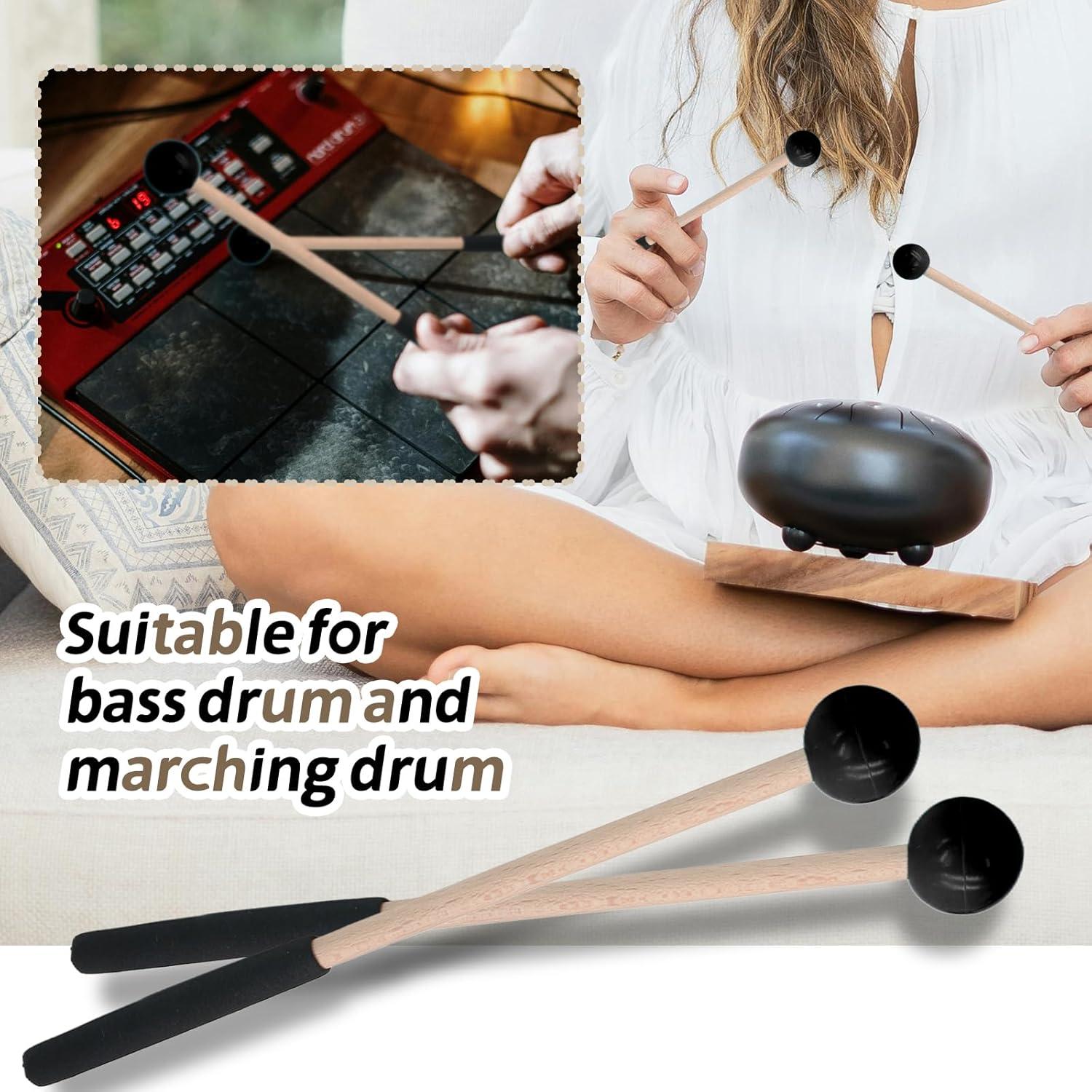 Mallets de Glockenspiel Biaungdo 2 Piezas Goma Madera Negro